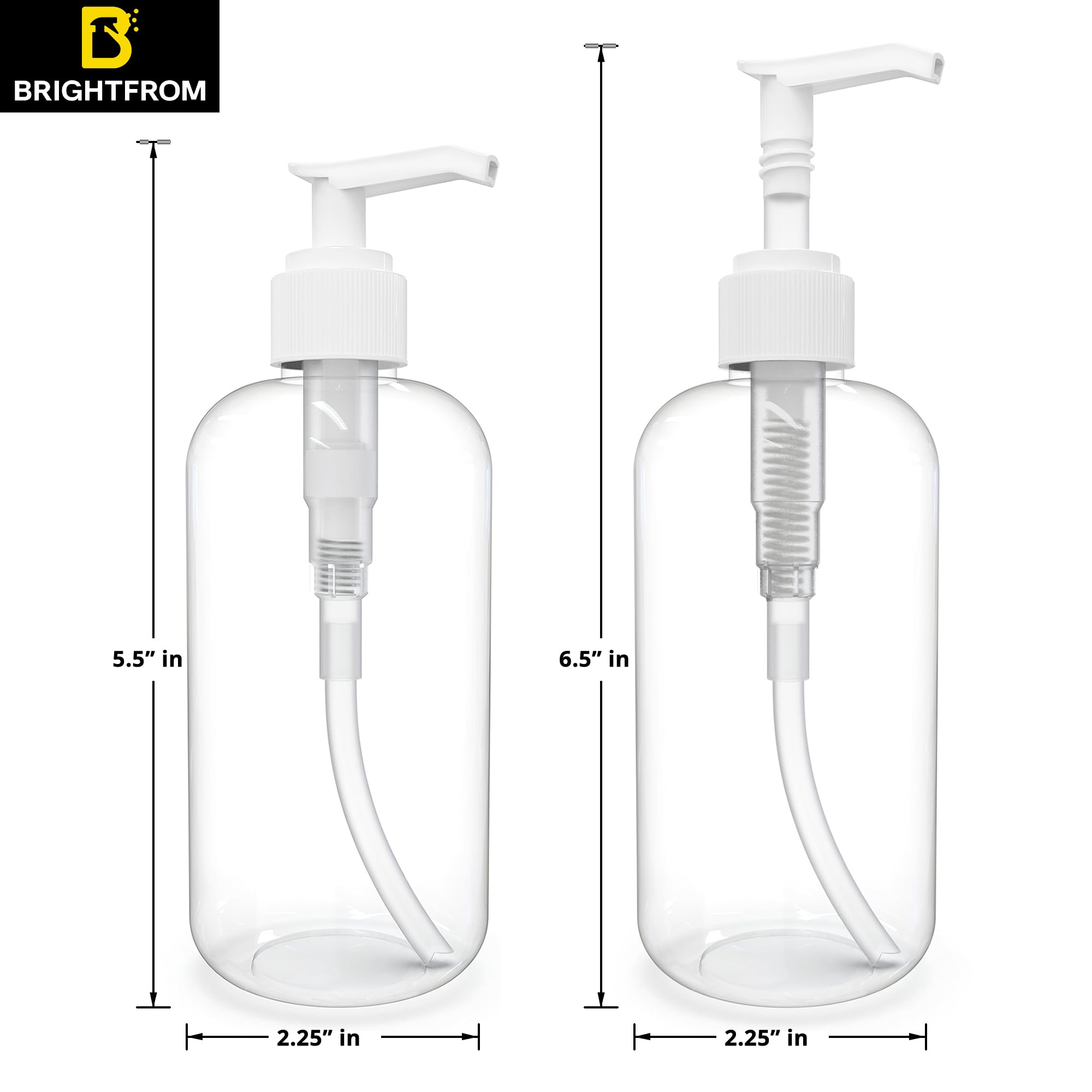 Brightfrom Plastic Bottles With Pump Dispenser, 8 Oz Empty, Bpa Free Refillable Containers For Body Wash, Moisturizer, Face Crea