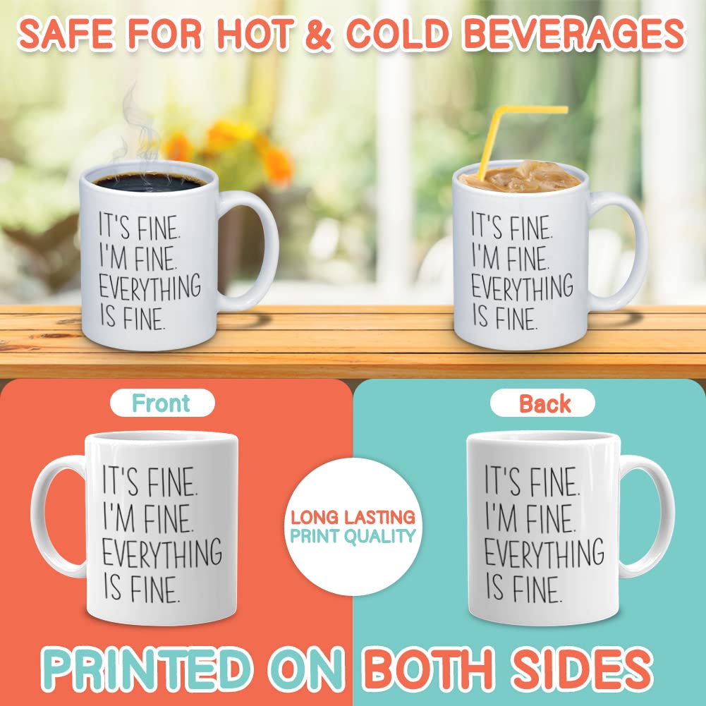 Sarcastic Coffee Mug 11 Oz, It'S Fine I'M Fine Everything Is Fine Funny Humor Joke Gift Idea For Mom Dad Brother Sister Best Fri