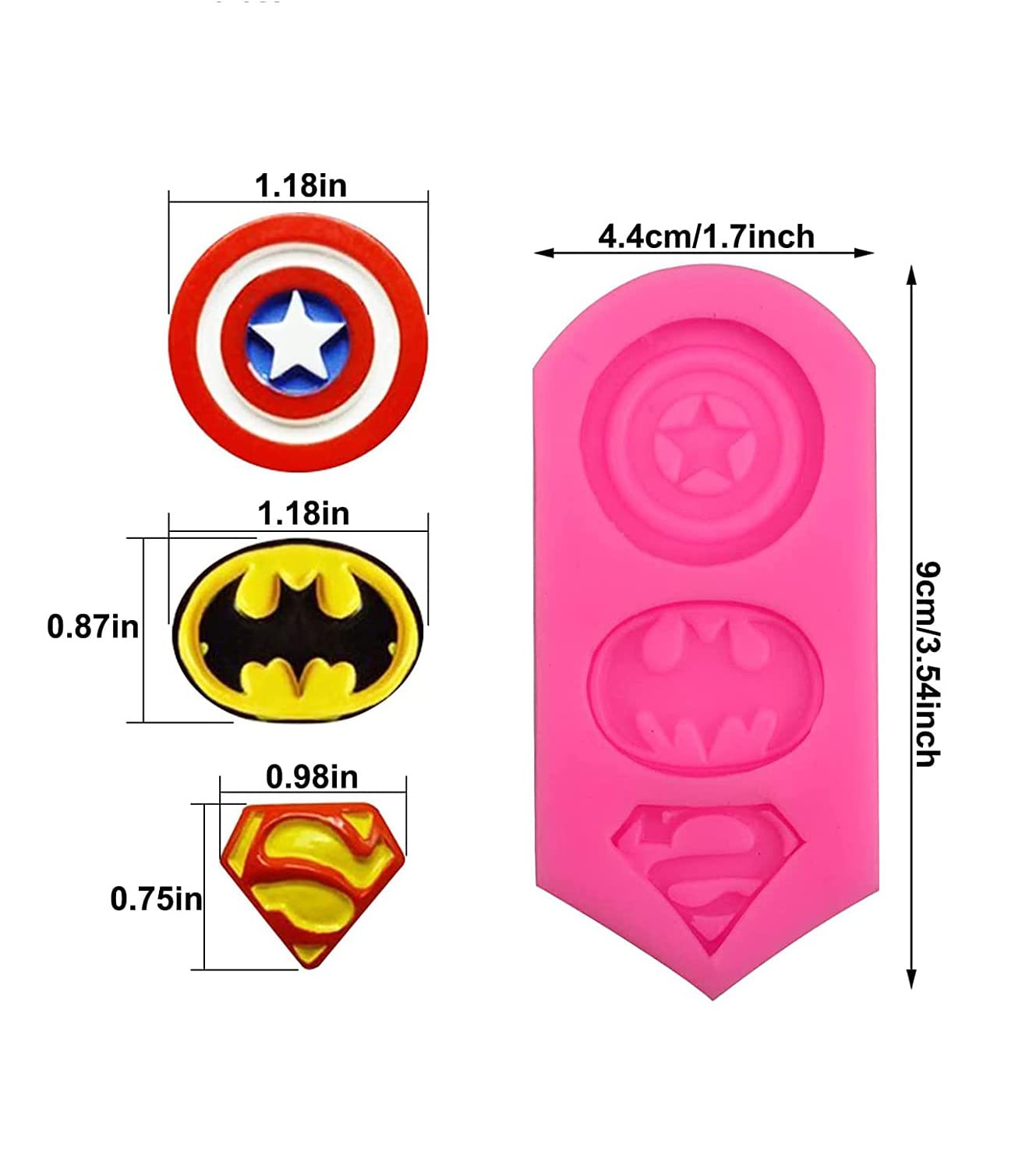 2 Pieces Superhero Silicone Mold Cookie Fondant Molds Candy Chocolate Fondant Molds