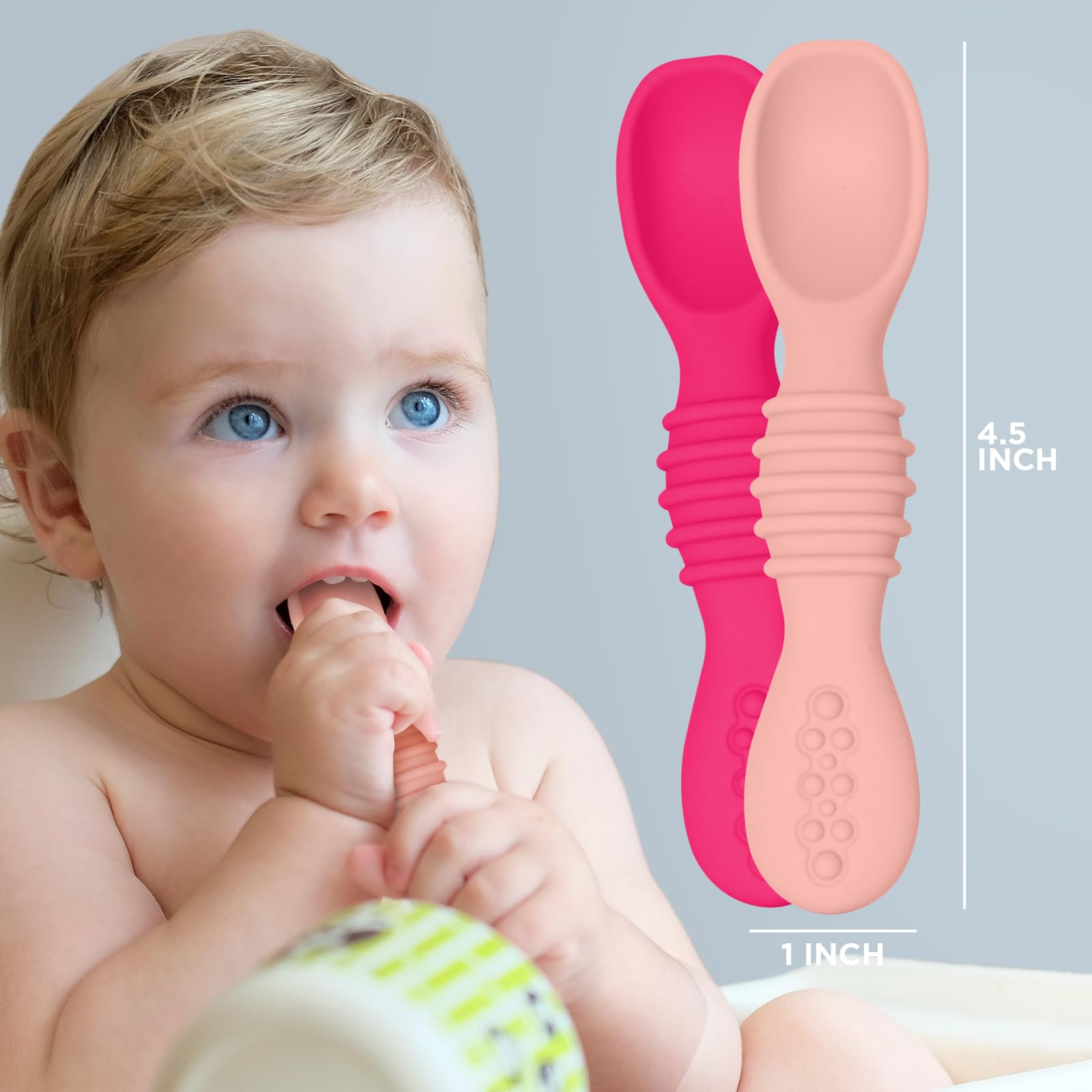 Silicone Baby Spoon, Baby Led Weaning, First Stage Baby Spoons, Baby Feeding Spoon Set Gum Friendly Bpa Lead Phthalate & Plastic