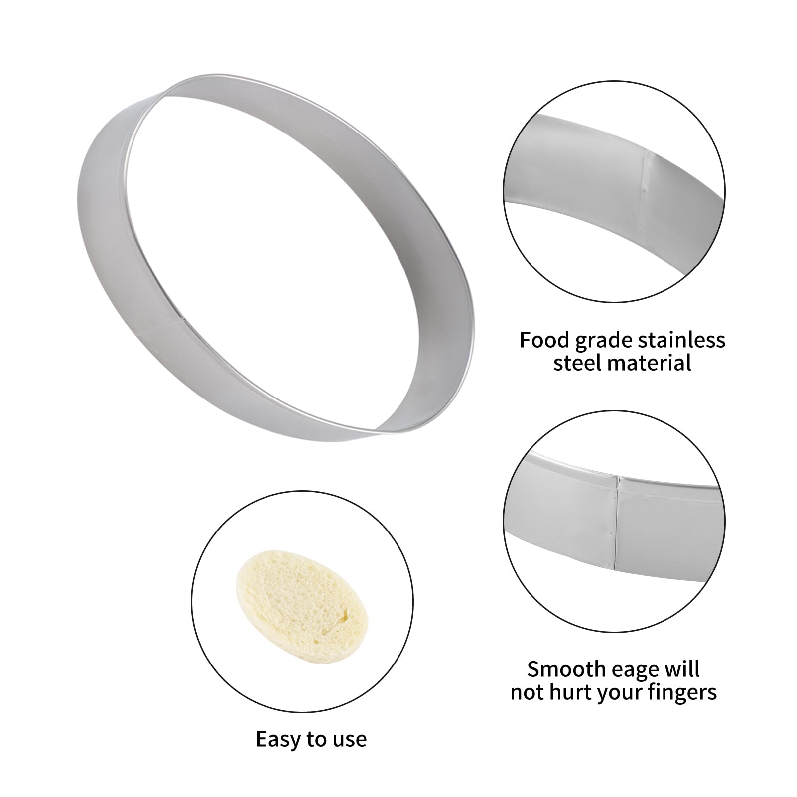 Oval Cookie Cutter Set Large - 5 Inch, 4 Inch, 3 Inch, 2 Inch - Geometric Cookie Cutters Shapes Molds - Stainless Steel Homemade