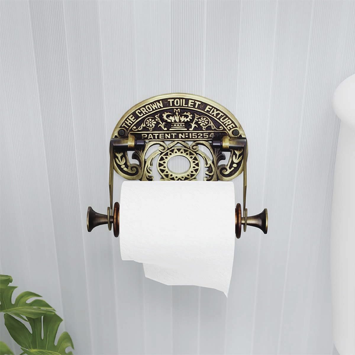 Bright Brass Wall Mount Toilet Paper Holder 7.25'' Wide Vintage Crown Style Solid Brass Easy Install Toilet Tissue Paper Holders