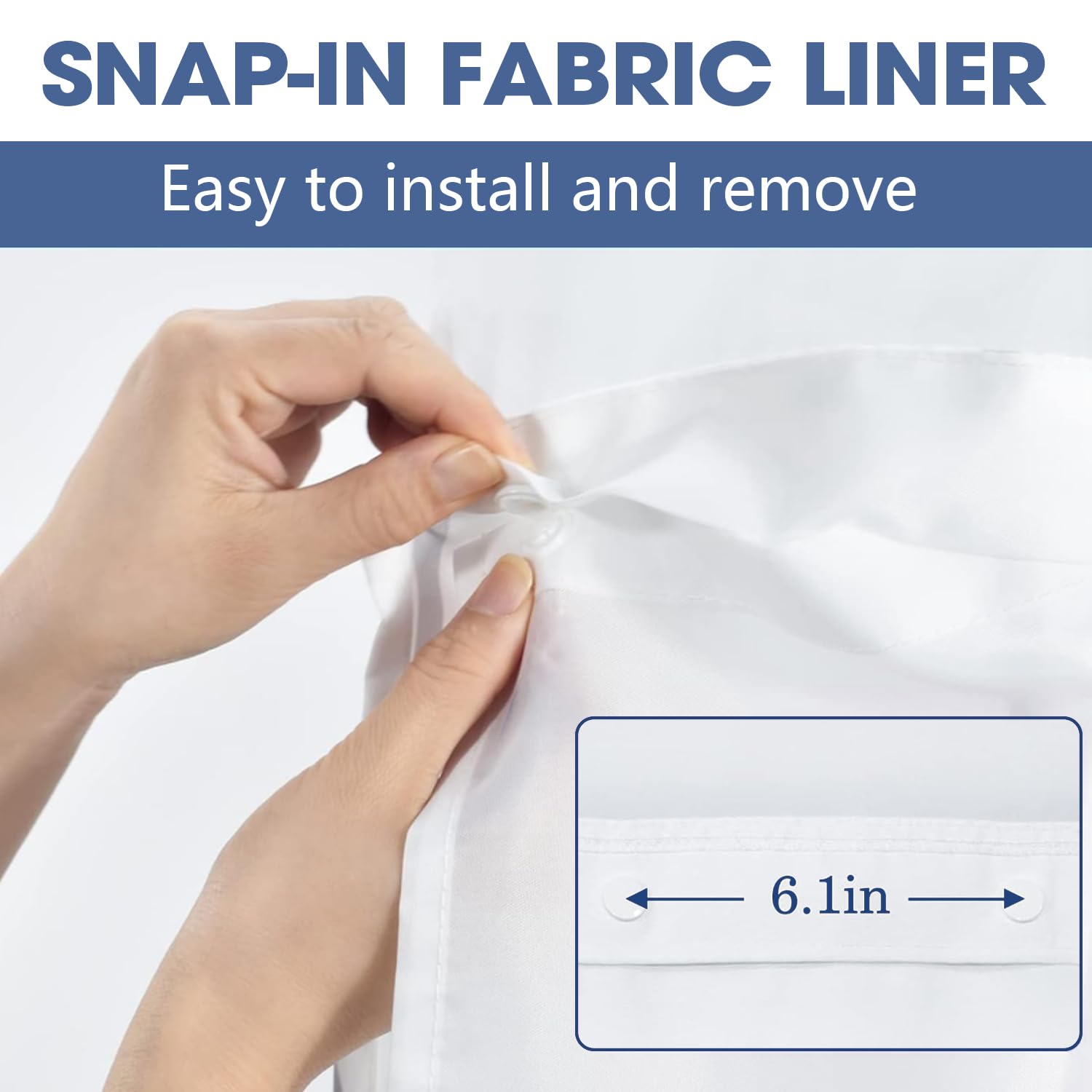 Nkzply No Hook Shower Curtain And Liner Set Blue Striped Shower Curtain With Snap In Liner Fabric Bathroom Curtain With Liner Mo