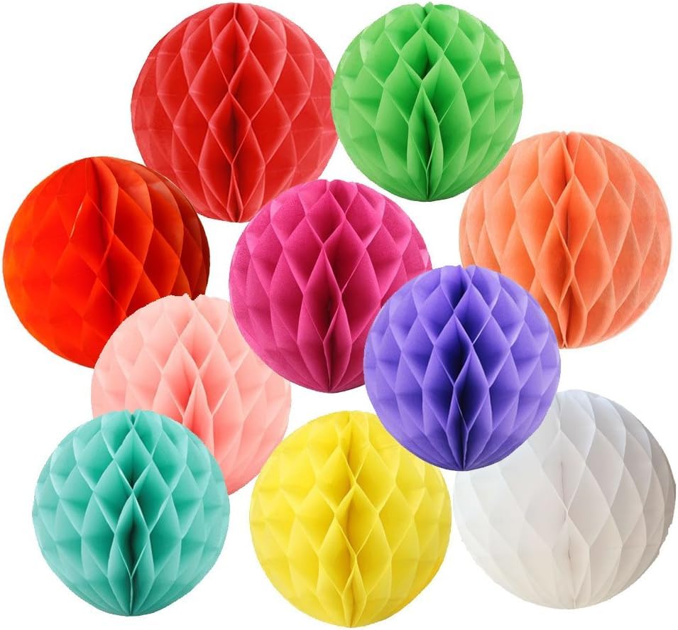 Incheon Party 10pcs 8inch Paper Honeycomb Paper Pom Poms Decorative Tissue Flower Colorful Hanging Flower Balls DIY Handmade Cra