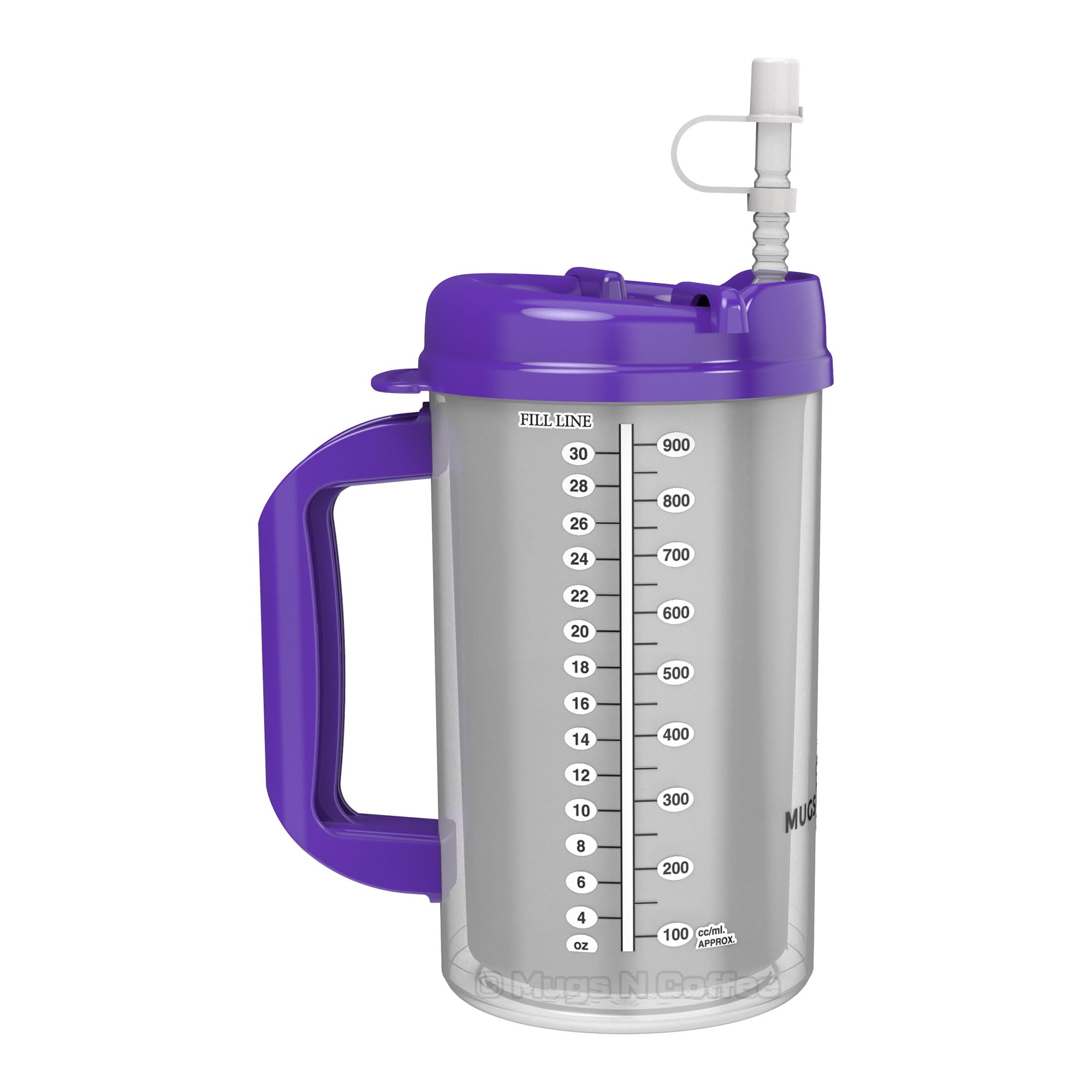 Mugs N Coffee 32 oz Travel Mug  Purple Hospital Mug for Cold Drinks  Double Wall Insulated, Large Handle  BPAFree, LeakResi