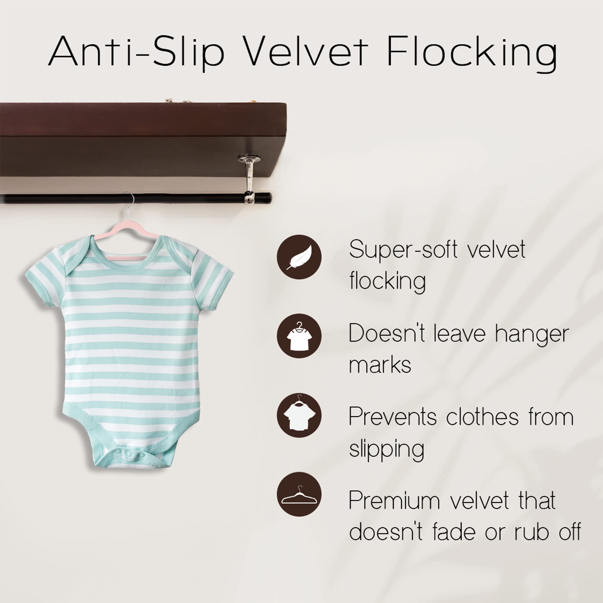 Sleek Pick Premium Baby Hanger, Velvet Hangers, 11   , 20 Pack, Non-Slip Baby Hangers, Space Saving, Infant Hanger, Ultra Slim,