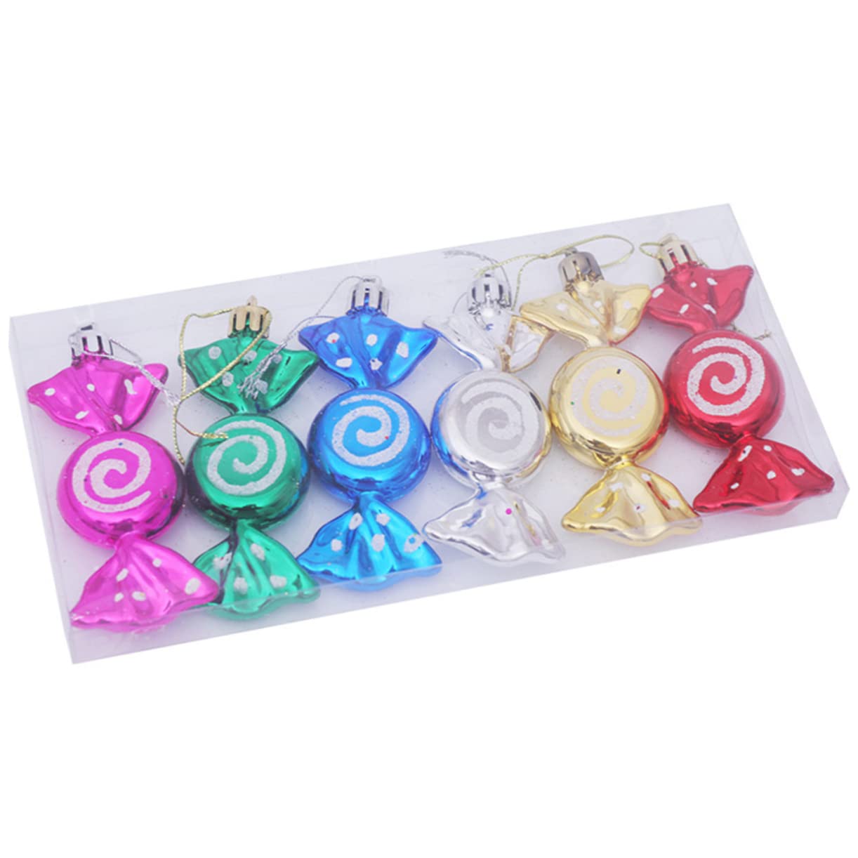 ABOOFAN 6Pcs Christmas Candy Ornament Glitter Peppermint Candy Cane Hanging Ornaments for Christmas Tree Decorations Xmas Holida