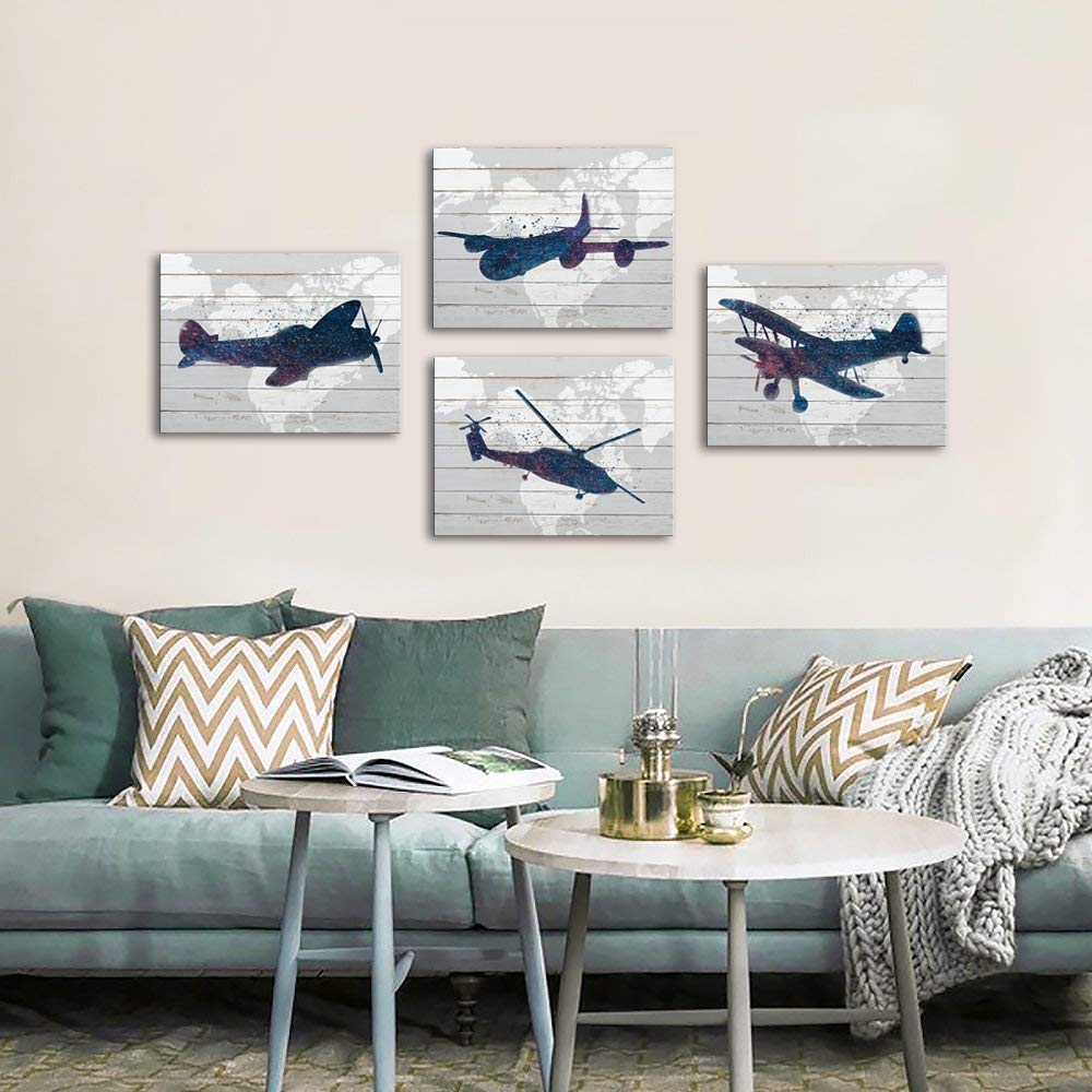 Lovehouse Airplane Wall Hanging Decor For Boys Room Plane Painting Artwork Prints For Kids Bedroom Adventure Decor For Boys Bed