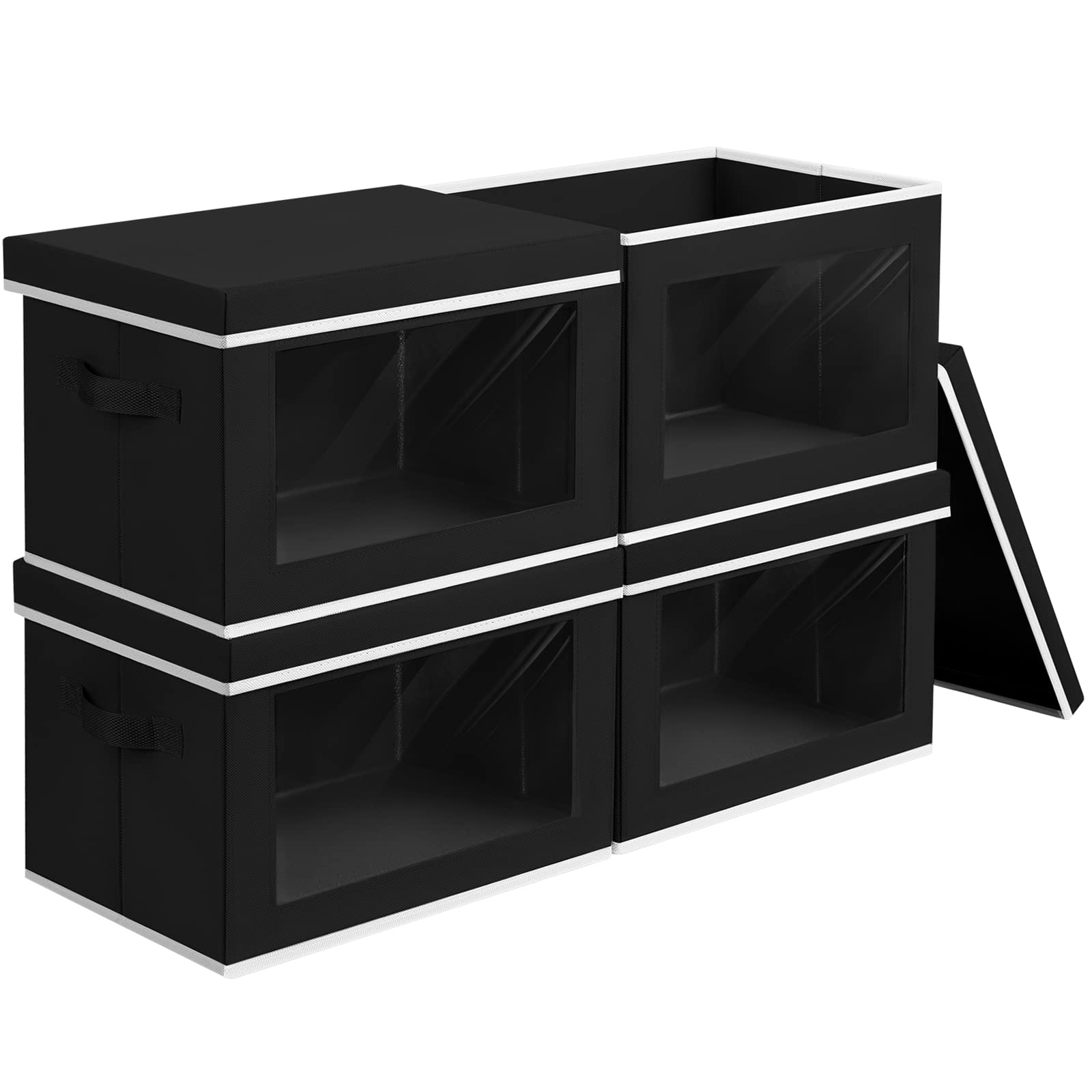homsorout Cube Storage Bins with Lids Clear Window Storage Baskets for ...