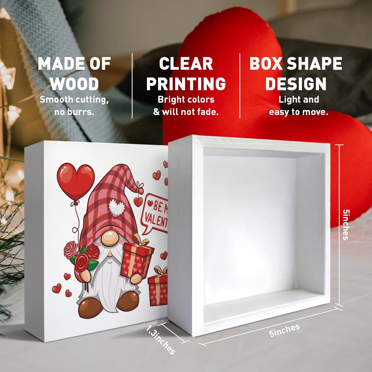 Valentine's Day Decorations Wooden Sign, Be Mine Romantic Desk Tabletop Gnome Decor, Love Gifts for Her Him Boyfriend Girlfriend