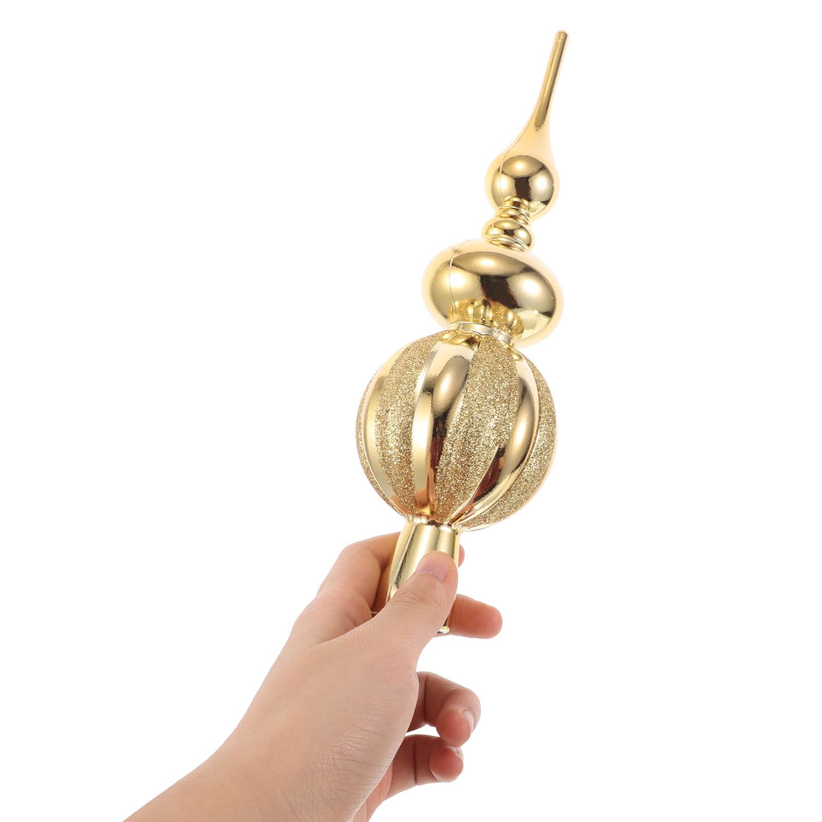 Cabilock Spherical Christmas Tree Topper Plastic Ornament Glittery Xmas Treetop Decoration Party Supplies for Home Office Holida