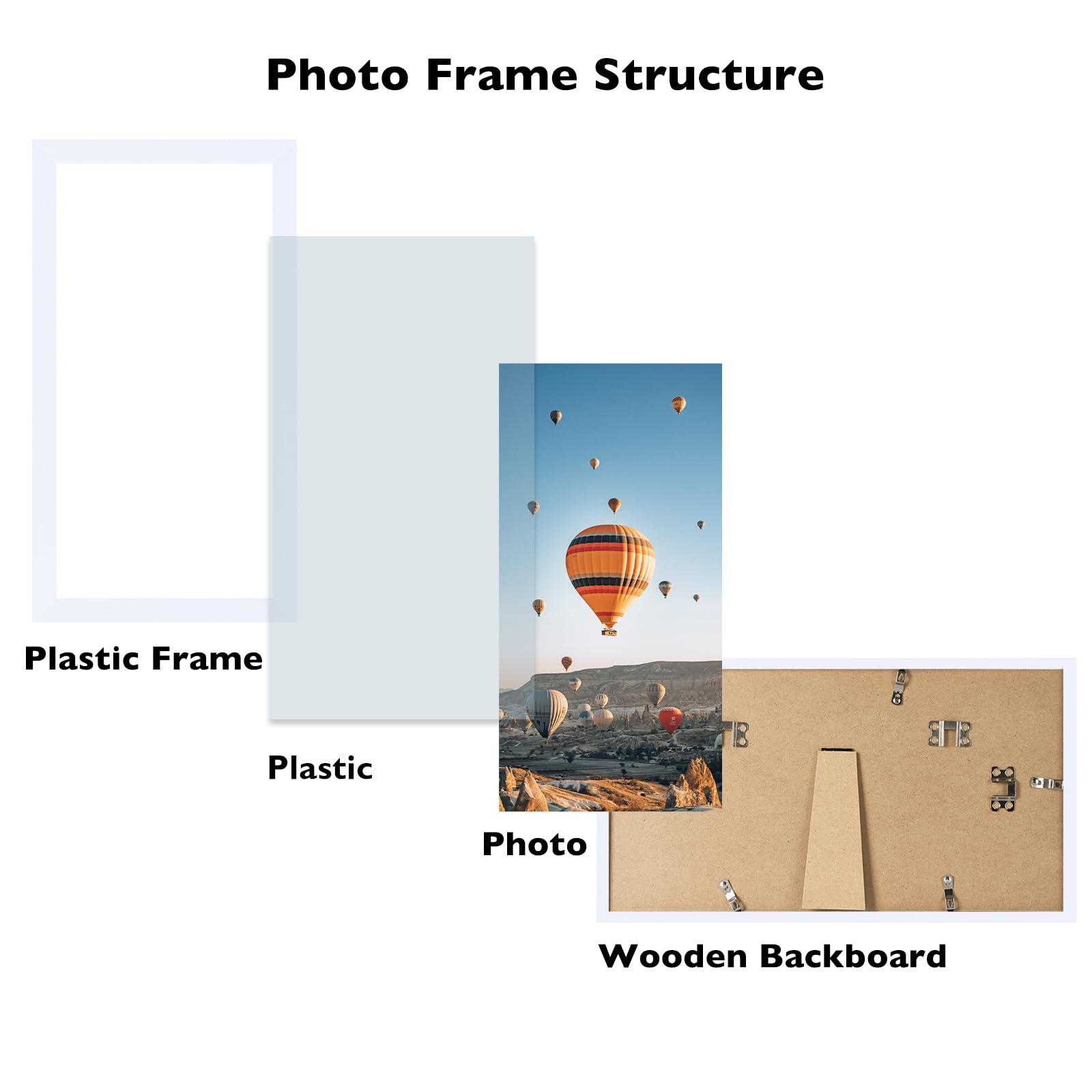 JCJMY 5x9 Picture Frame White for Wall Hanging or Tabletop, Wall Mounting Horizontally or Vertically, 5 x 9 Wall Gallery Poster