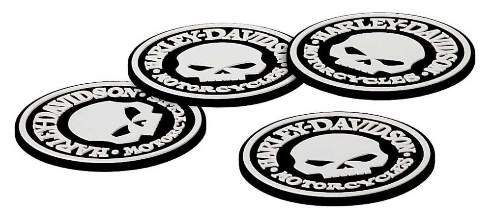 Harley-Davidson Skull Coasters Set - 4 Rubber Coasters Hdl-18522