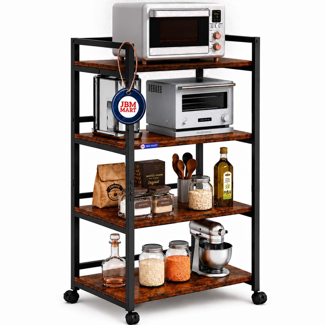 Jbm Mart 4Shelf Microwave Stand, Kitchen Rack Oven Rack 4Tier Counter Shelf,Space Saving Organizer, Four Layers Counter Top Or