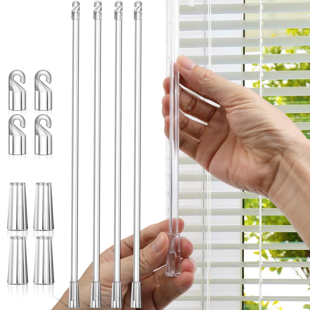 Blind Wand Replacement with Hook, 12 Inches Window Blind Tilt Wand with Hook and Grip, Clear Blind Wand, Plastic Blind Wand Repl