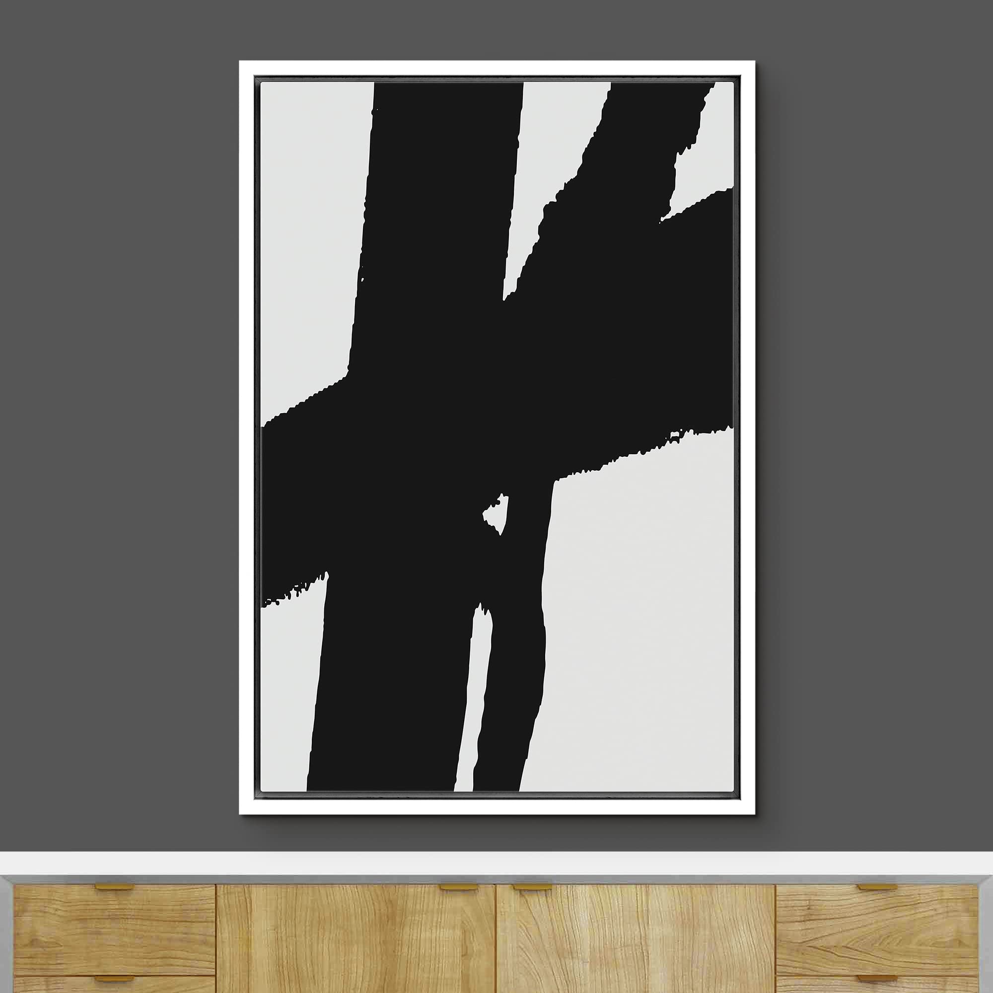 Ashbrook Framed Canvas Print Wall Art Black And White Line Art Collage Abstract Shapes Illustrations Modern Minimalist Relax/Cal