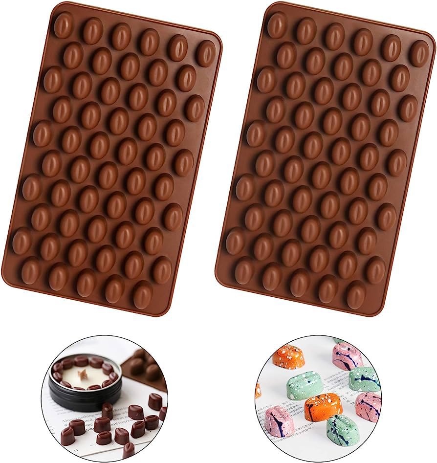 Mini Coffee Bean Shape Silicone Mold For Soap, Candy Chocolate And Frozen Ice Coffee 2 Pack