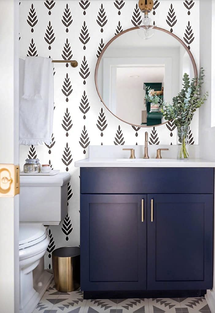 Blooming Wall Cps032 Black White Neutral Elegant Simple Little Trees Sapling Geometry Self-Adhesive Prepasted Wallpaper Wall Mur