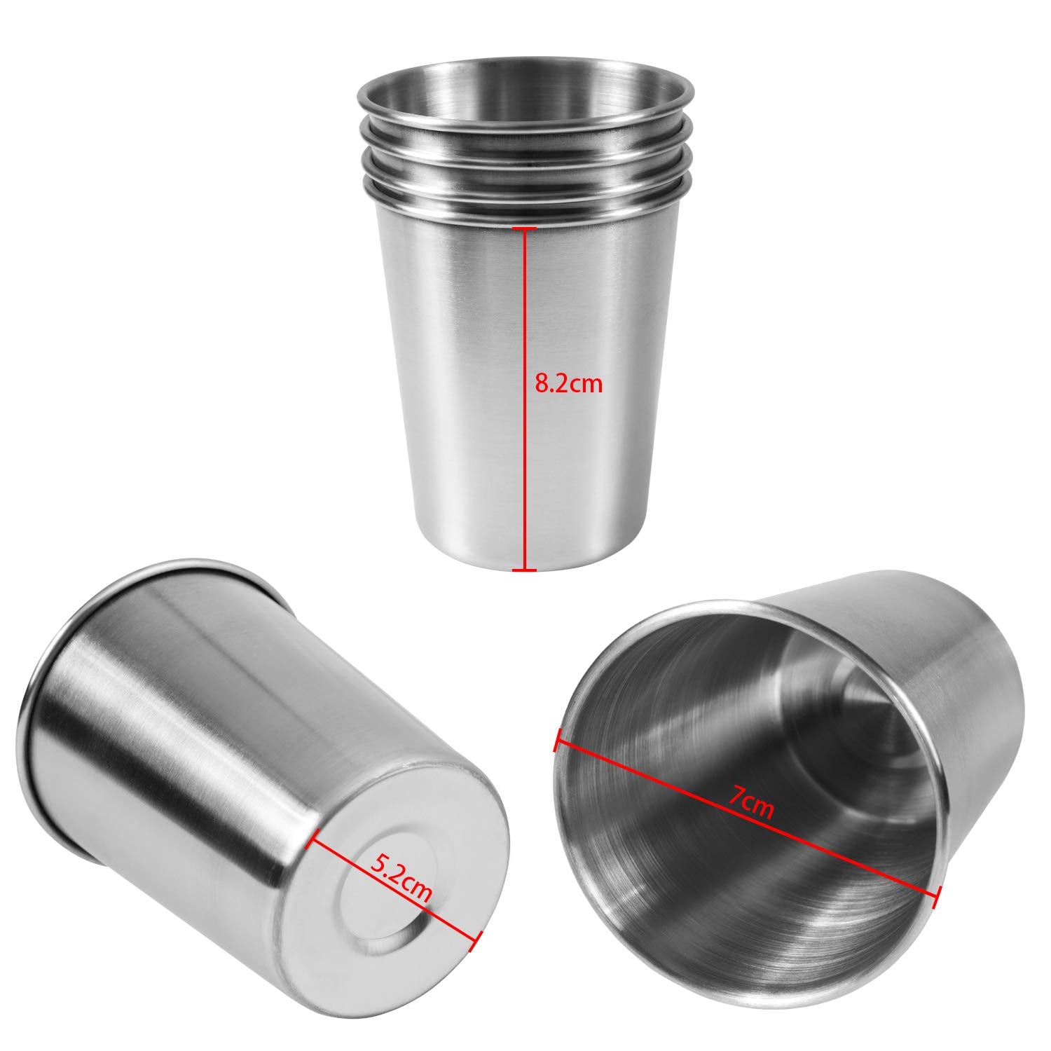 Yoodelife 6 Pack 8 Ounce 230Ml Stainless Steel Cups Shatterproof Shockproof Pint Drinking Cups Metal Drinking Glasses For Kids A
