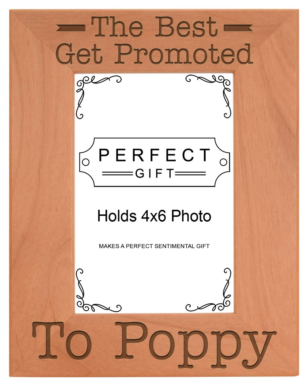 ThisWear Gift for Grandpa Best Get Promoted to Poppy Natural Wood Engraved 4x6 Portrait Picture Frame Wood