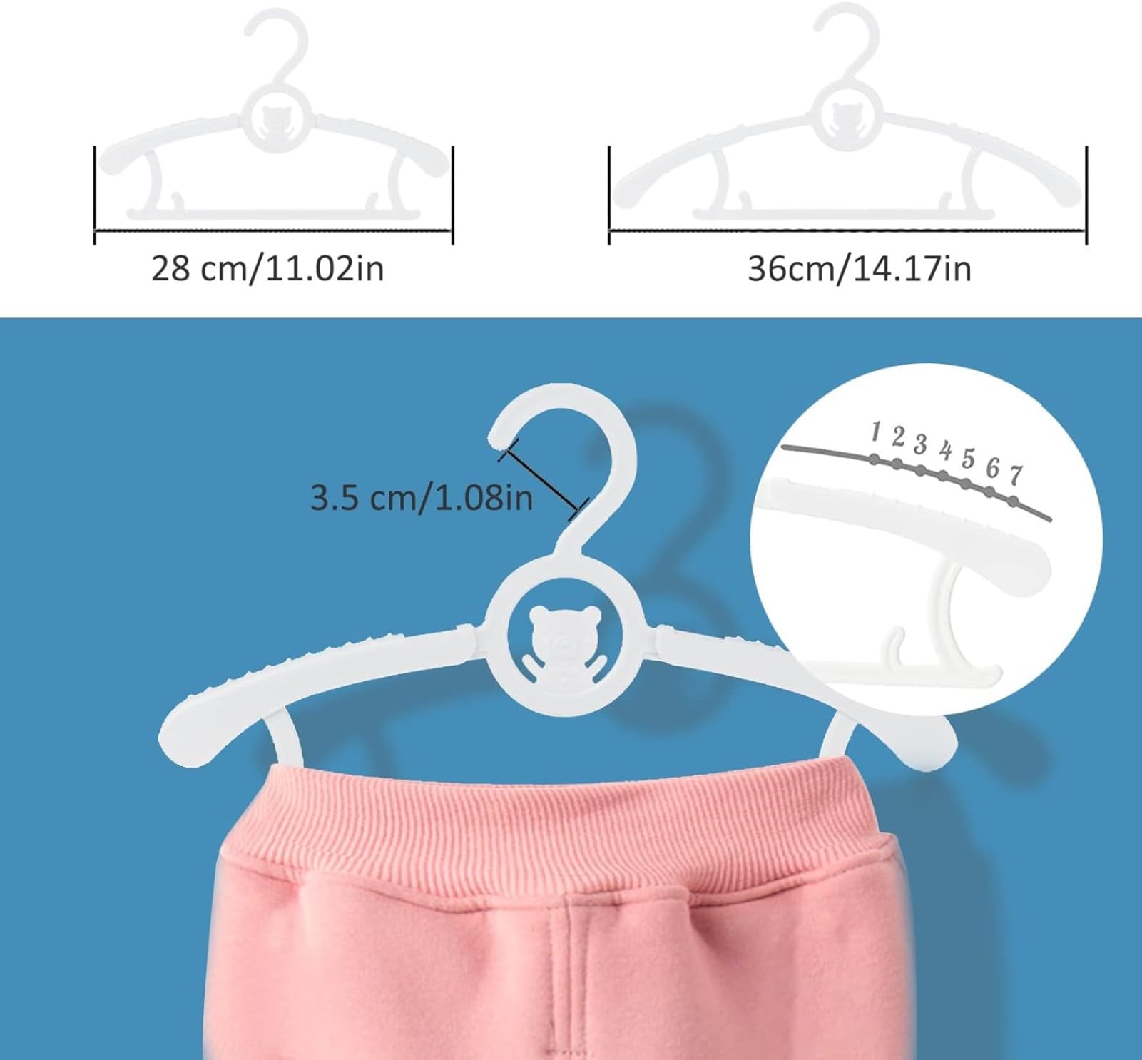 Hgyze Baby Hangers For Closet 50Pcs, White Kids Clothes Hanger Plastic, 11-14'' Adjustable Bulk Perchas For Newborn, Non-Slip Ch