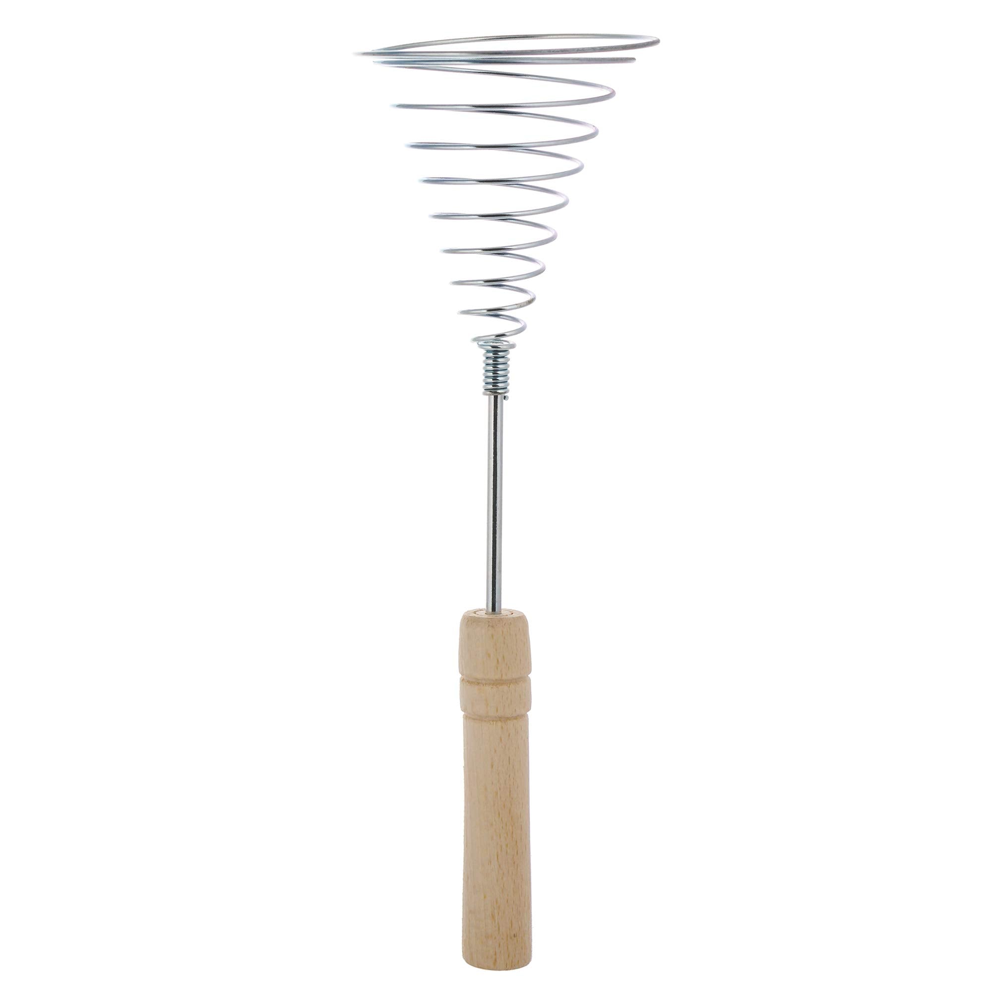 Stainless Steel Spring Coil Whisk 1 Pcs - Wire Whip Egg Whisk With Wooden Long Handle - Heavy Duty Whisks For Cooking