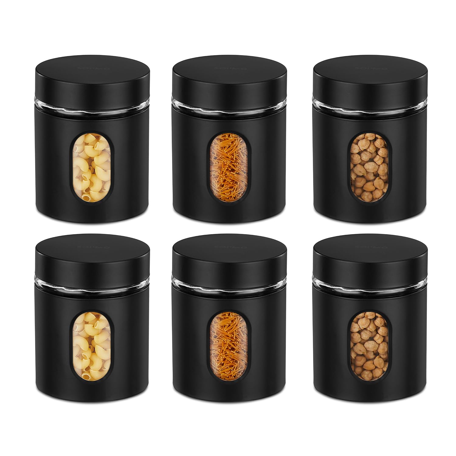 Amazon Brand  Solimo Oval Window Steel Jacketed Glass Jar | Multipurpose Kitchen Organizer With SeeThrough Window | 900 Ml Set