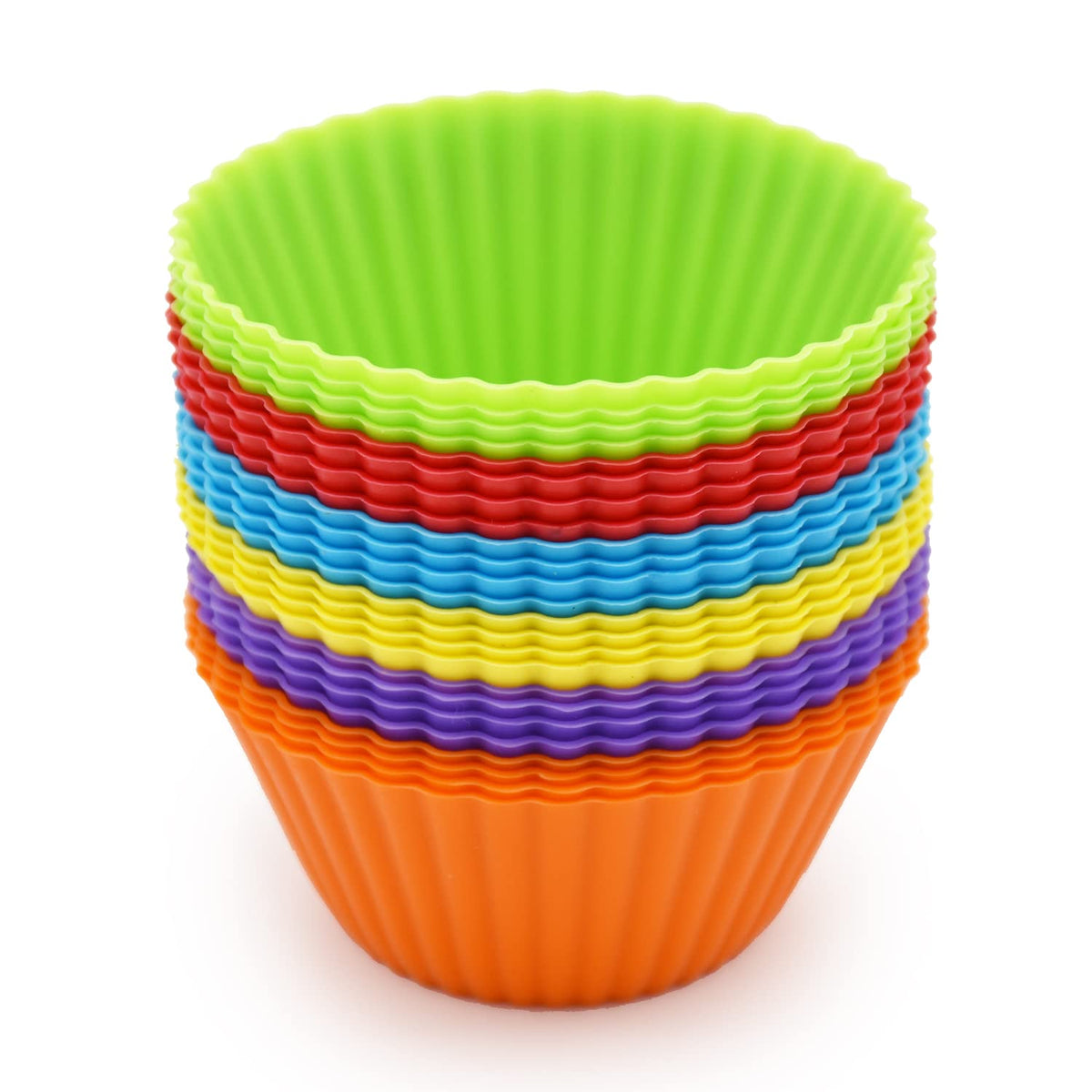 Silicone Cupcake Baking Cups 24 Pack, Reusable & Non-Stick Muffin Cupcake Liners Holders Set For Party Halloween Christmas, Easy
