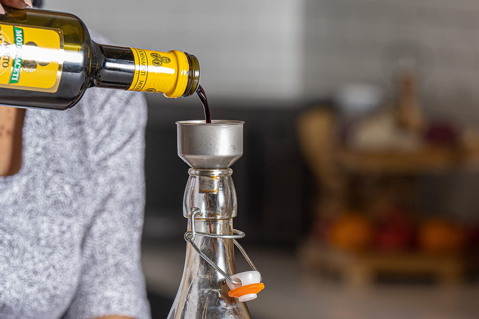 Cb Accessories Glass Bottle Set Of 2-17Oz With Flip Top Airtight Lid, Pourer And Funnel - Reusable Swing Top Stoppers And Leak P