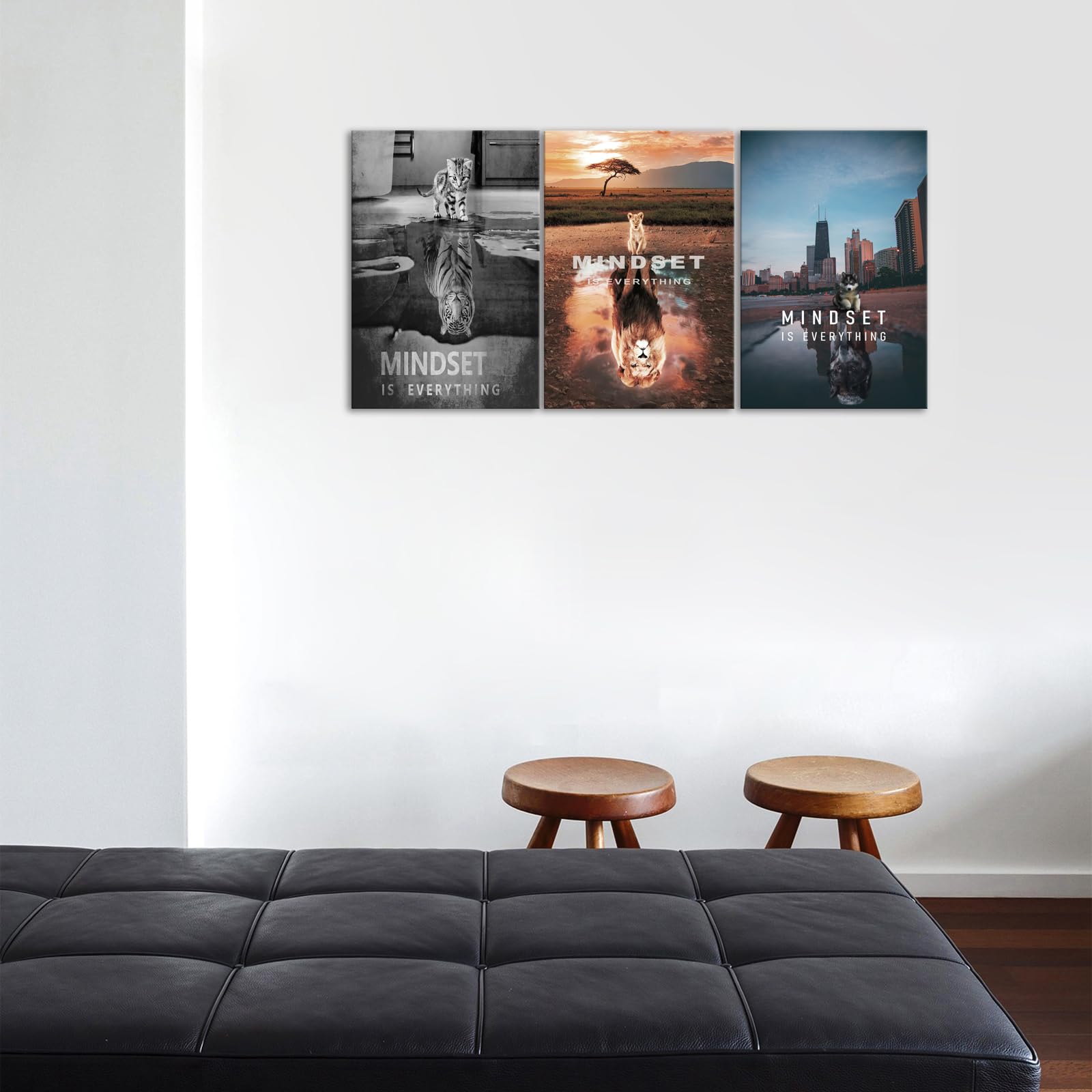 Kawahone Motivational Lion Wall Art - Inspirational Mindset Posters Wall Decor-Mindset Is Everything Canvas Prints Success Frame