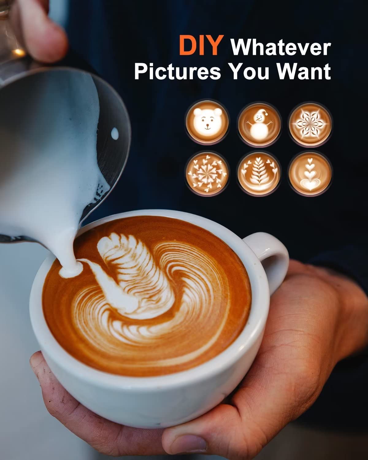 12 Ounces Stainless Steel Milk Frothing Pitcher, Measurements On Both Sides, Espresso Machine Accessories, Latte Art Cup With In