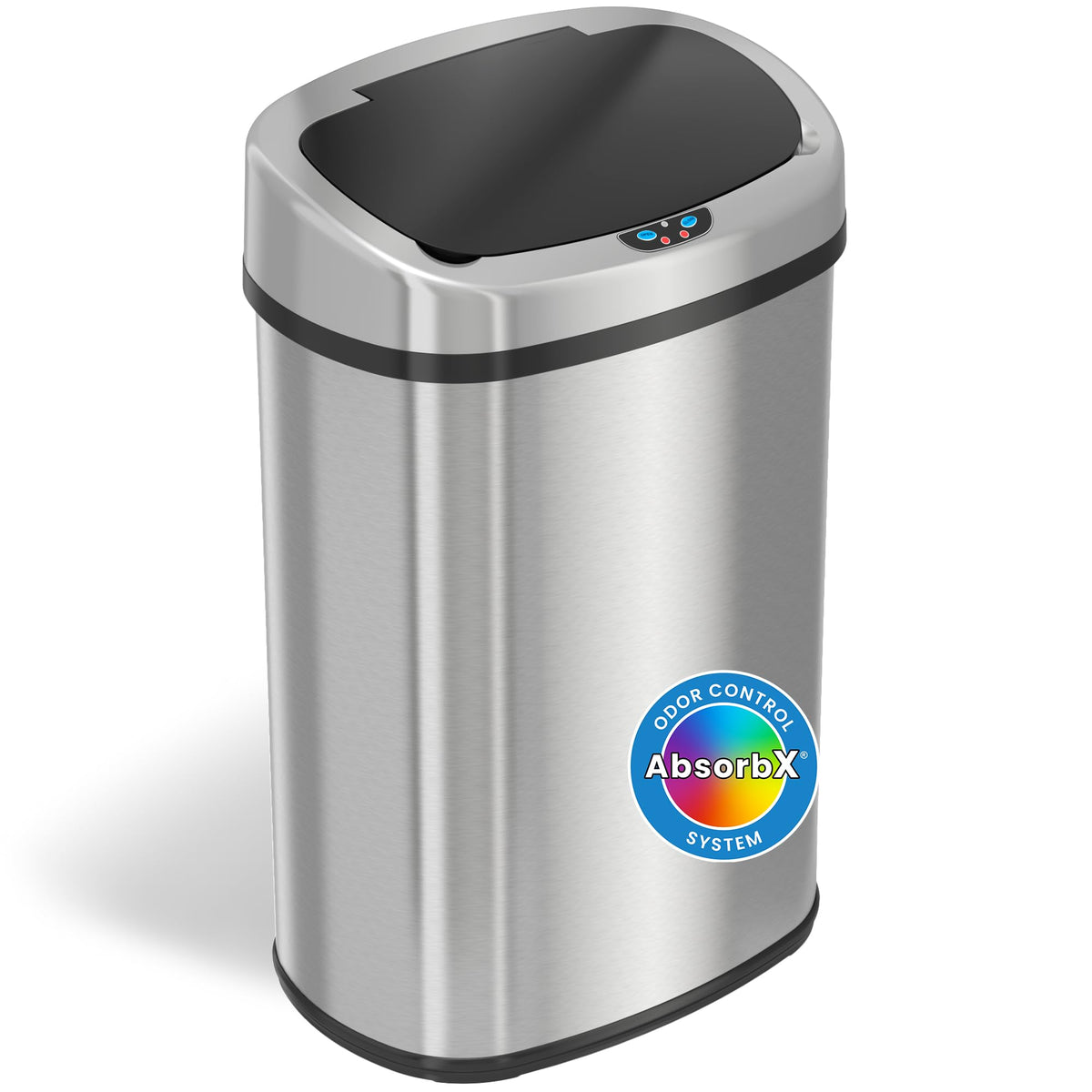 Sensorcan 13 Gallon Oval Automatic Touchless Sensor Kitchen Garbage Can With 1 Waterproof Reusable ?Rash?Vinyl Sticker, Stainles