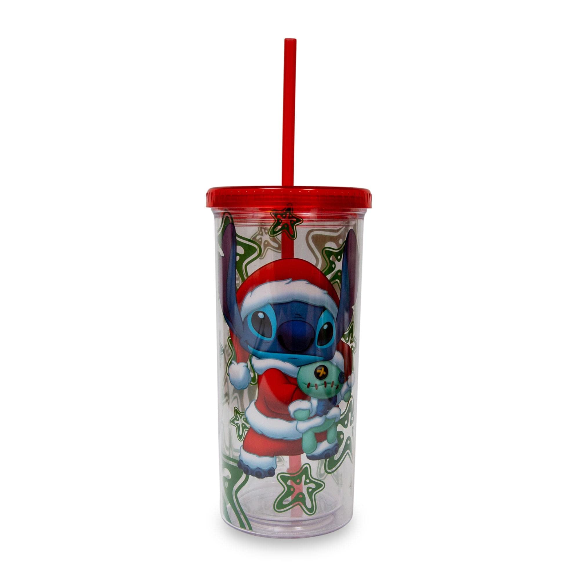Disney Lilo & Stitch Santa Outfit Carnival Cup With Lid And Straw  Holds 20 Ounces