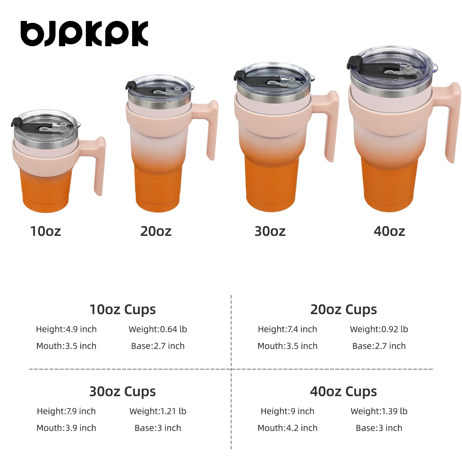 Bjpkpk 30 Oz Tumbler With Handle And Straw Stainless Steel Insulated Tumbler With Lid Reusable Metal Coffee Cups,Coral