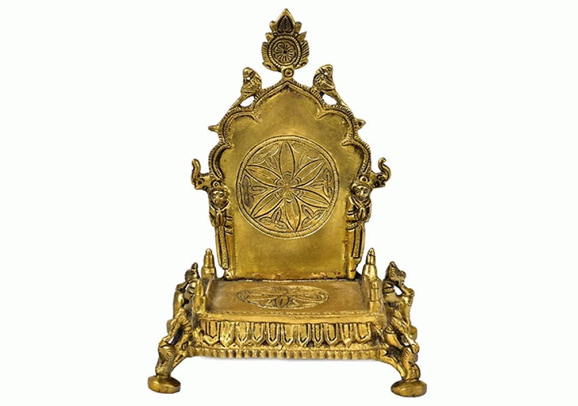 Aona Handcrafted God Singhasan Temple Krishna Laddu Gopal Kanha Laxmi Ganesh Brass Pooja Chowki Singhasan (Throne) Chowki In Bra