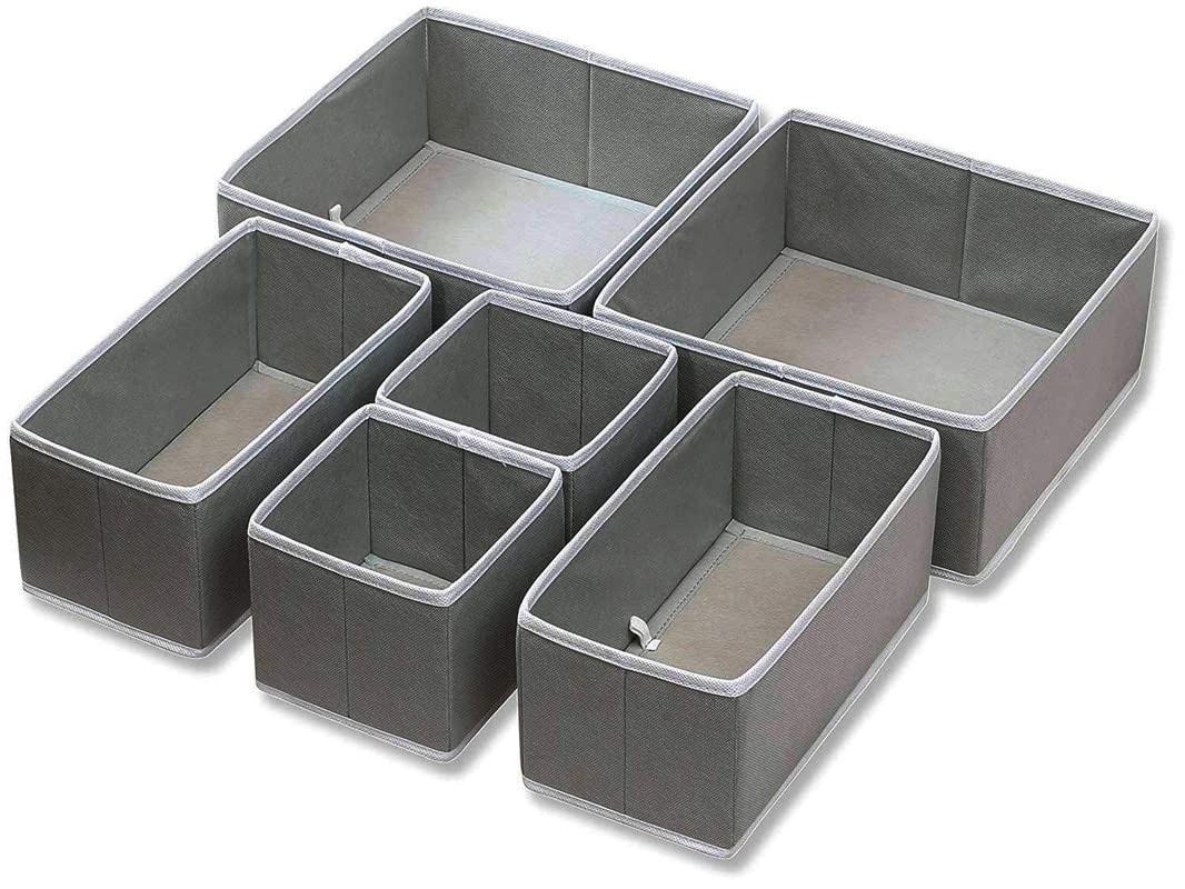 Vacplus 6 Pcs Foldable Drawer Organizer For Clothes, Wardrobe, And Undergarments Closet Divider Organiser Dresser Basket Bins St