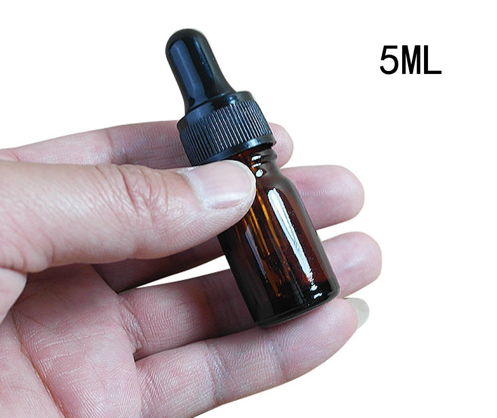 12 Pcs Empty Refillable 5Ml Amber Glass Droppers Essential Oil Bottles Aromatherapy Cosmetics Elite Fluid Container Jar Pot Hold