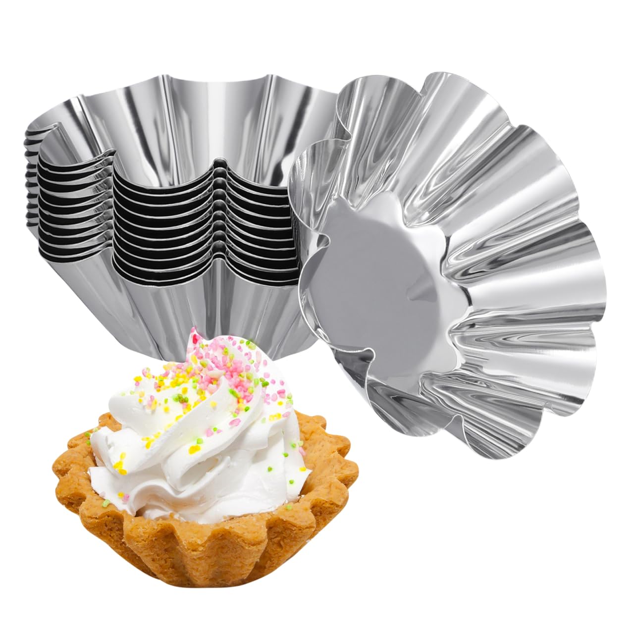 Zerodeko 12pcs Tart Molds for Baking, Taco Salad Shell Mold, NonStick Muffin Cups Reusable for Mini Cupcakes Egg Tarts Kitchen 
