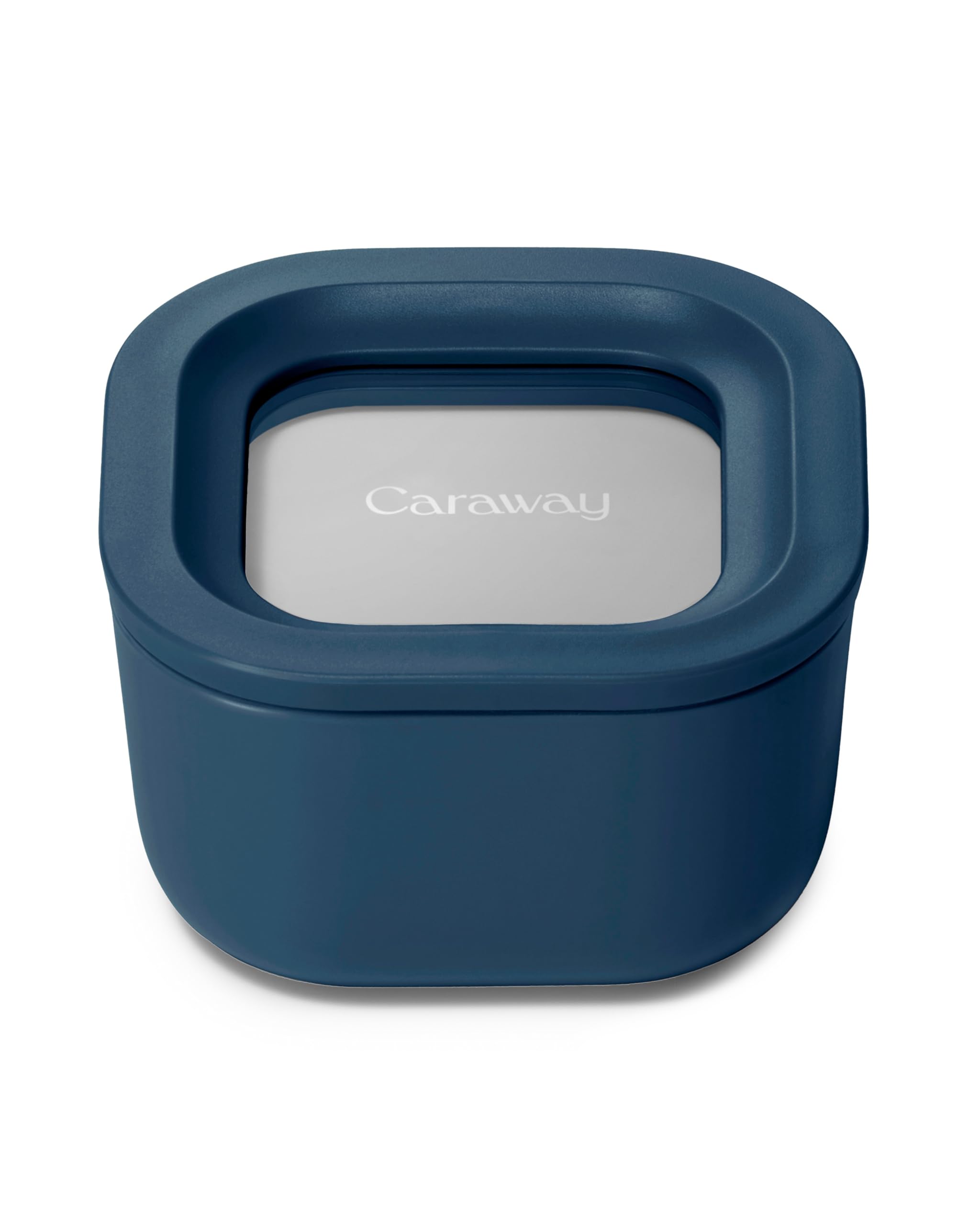 Caraway Mini Square Food Storage Container - 1.75 Cup Glass Storage Container for Food - Non-Toxic Ceramic-Coated Glass - Air Re