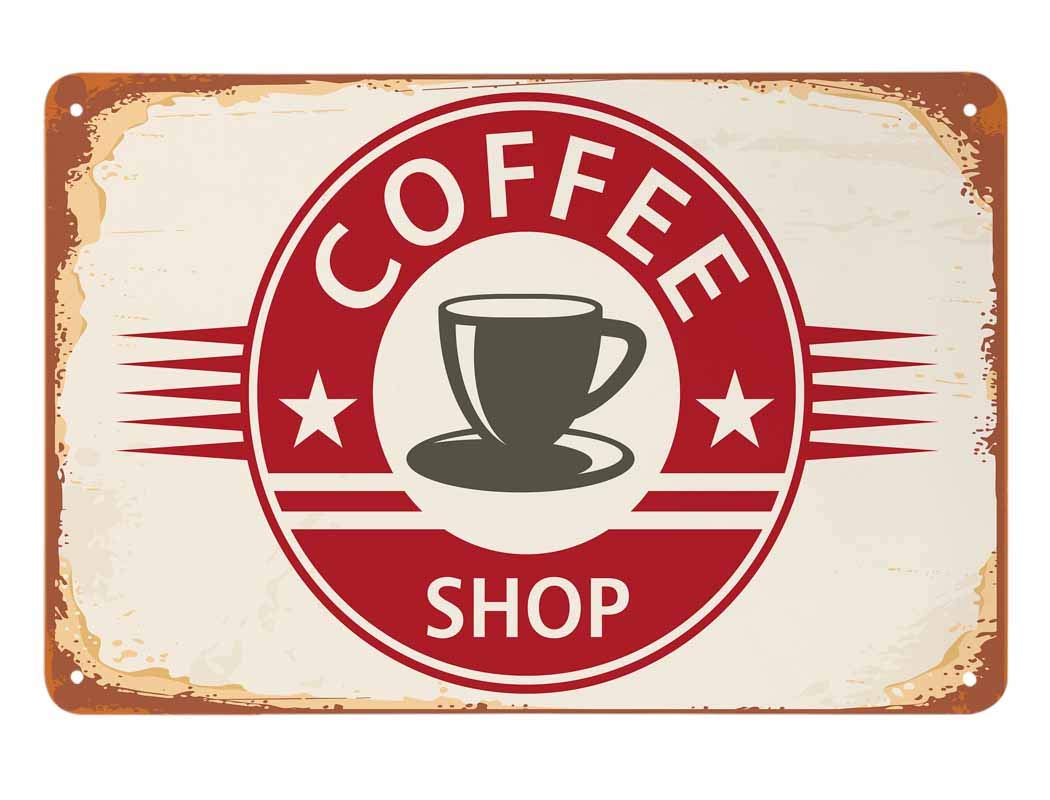 Aoyego Coffee Shop Tin Sign,Poster With Coffee Cup Vintage Metal Tin Signs For Cafes Bars Pubs Shop Wall Decorative Funny Retro