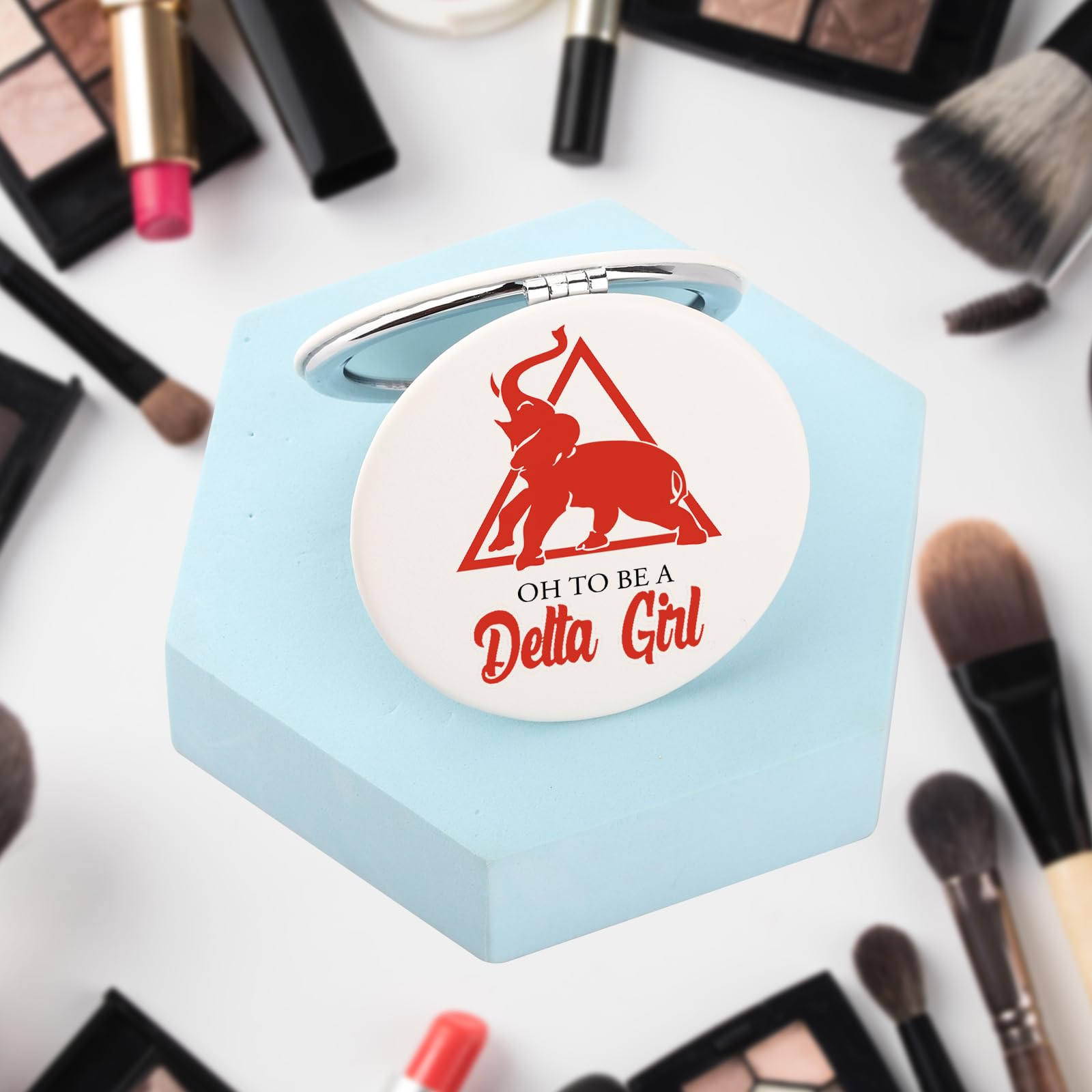 SEIRAA Delta Elephant Pocket Mirror Greek Sorority Sister Makeup Mirror to be a Girl Sorority Gift (Delta Girl)
