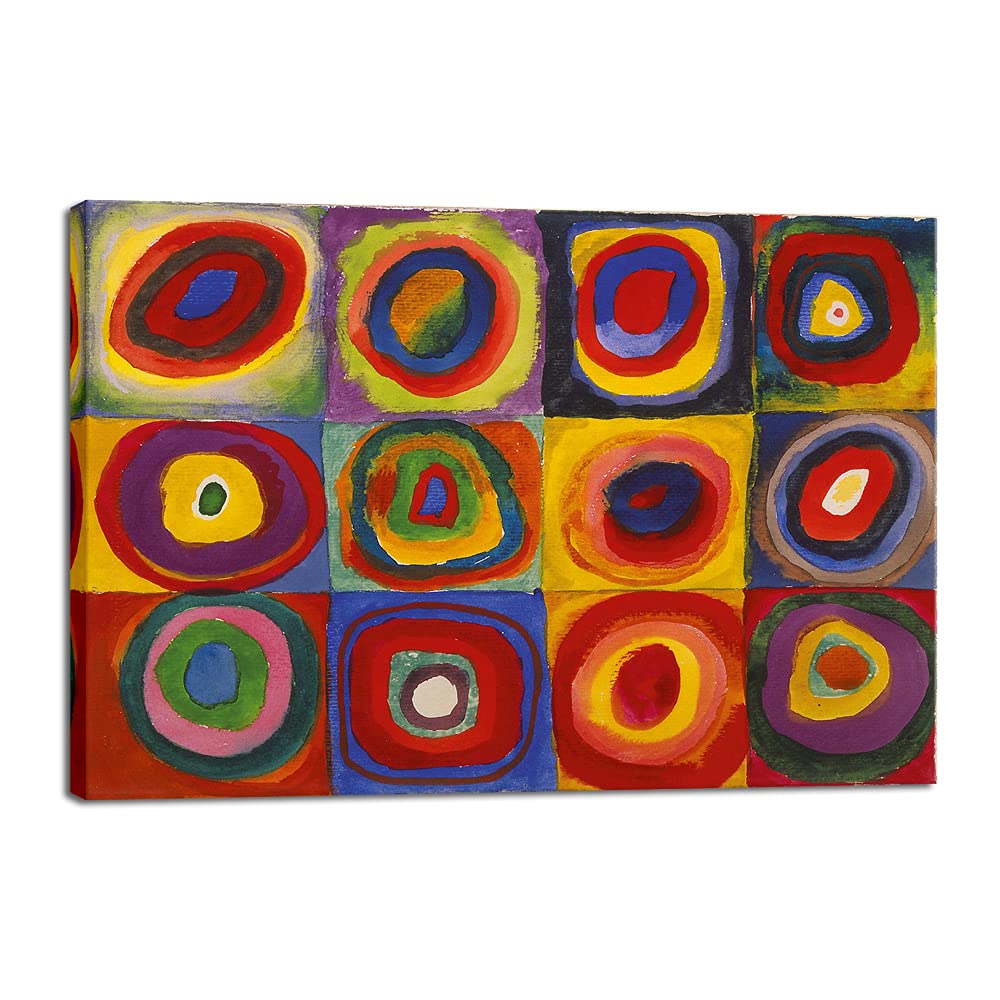 Wieco Art Squares With Concentric Circles Canvas Wall Art Print Of Wassily Kandinsky'S Famous Paintings Abstract Wall Art For Wa