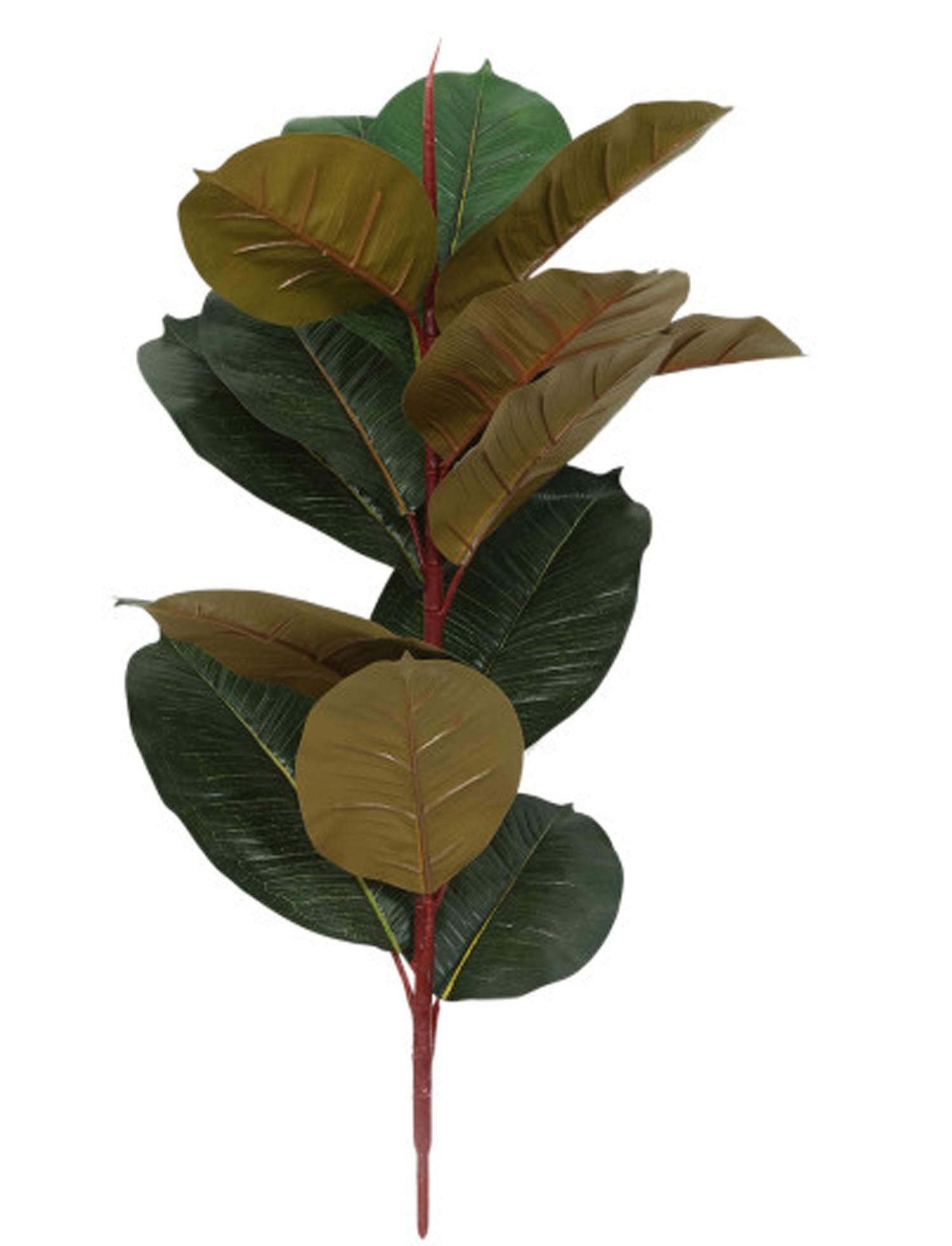 Fourwalls Artificial Rubbrr Floor Plant Without Pot (75 Cm Tall, Green/Red)