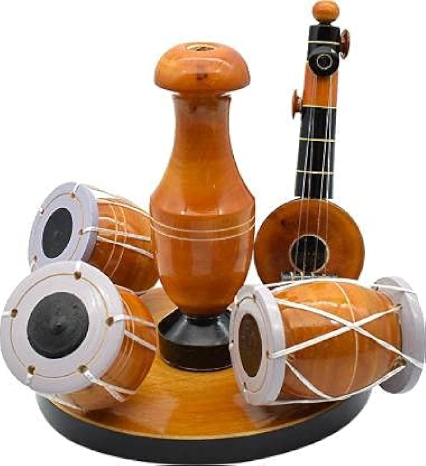 Thenkumari Eco Friendly Wooden Handcrafted Musical Set With Vase Decor Decorative Showpiece For Home Table Office Living Room De