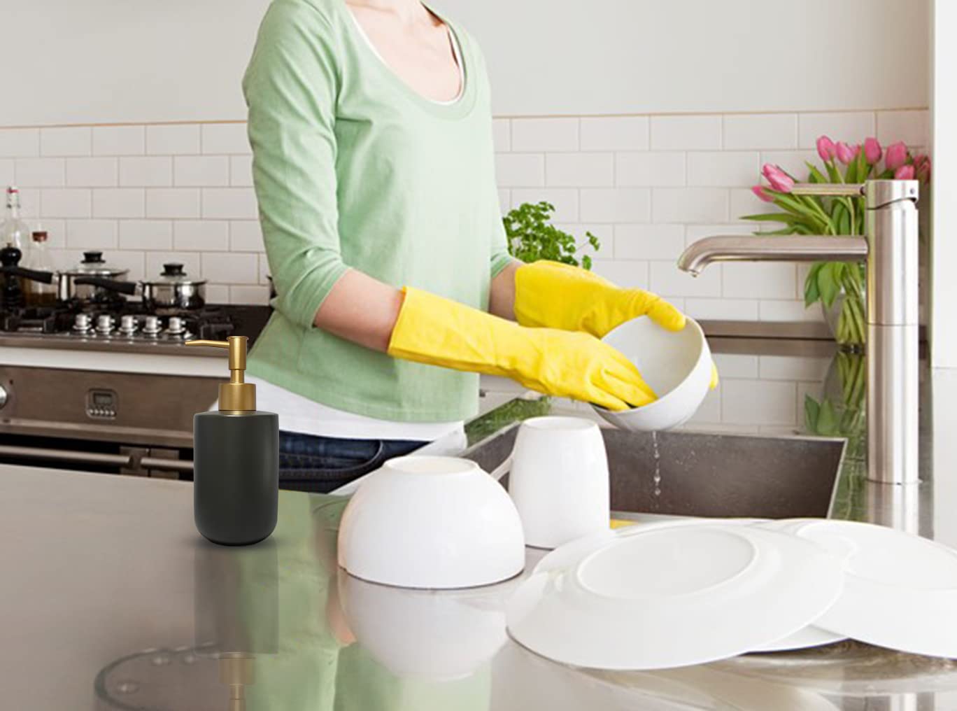 Liquid Soap Dispenser For Bathroom With Gold Pump