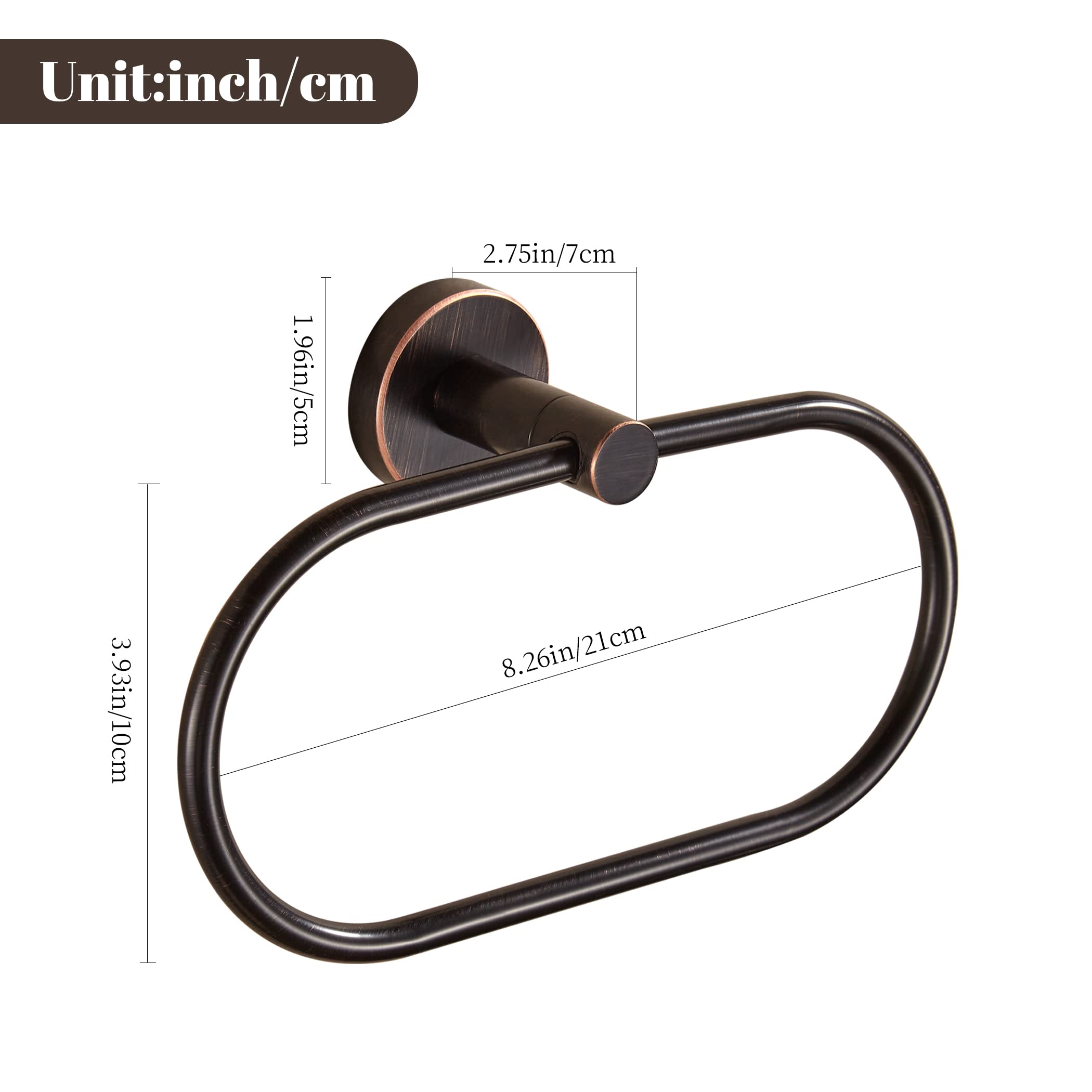 Bigbig Home Bronze Towel Ring, Bathroom Towel Holder, Bath Oil Rubbed Hand Towel Rack Hanger Wall Mounted Farmhouse