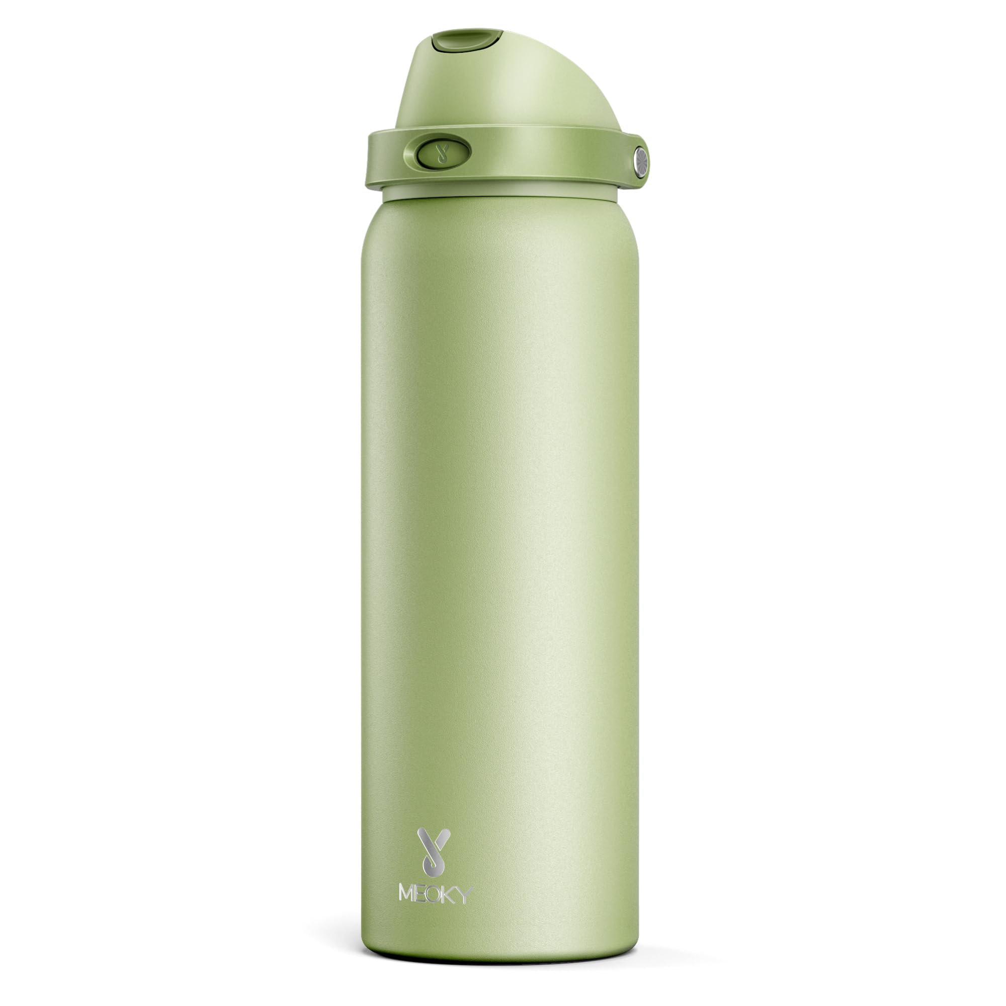 40 oz Insulated Water Bottle with Straw: Meoky Stainless Steel Metal Water Bottle with 2-in-1 Lid - Leak Proof, Cold for 24 Hour