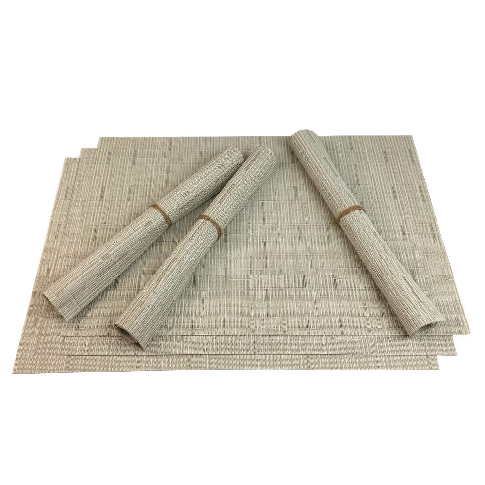 Red-A Placemats Set of 6 for Dining Table Heat-Resistant Washable Place Mats Woven Vinyl Kitchen Table Mats Easy to Clean Cream