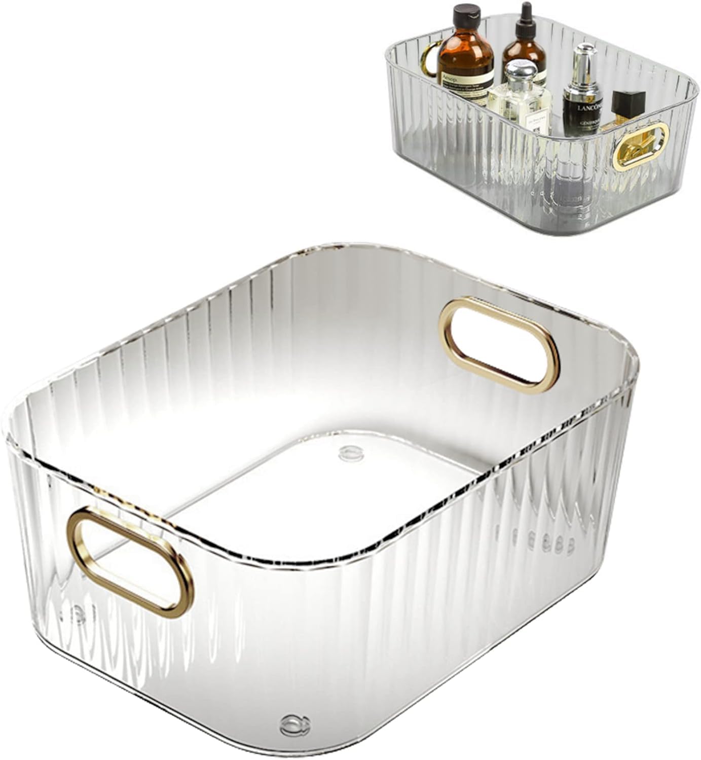 Nishiv Acrylic Desktop Oval Storage Box With Handle Transparent Cosmetics Storage Organizer For Home Bathroom Underwear Bathroom