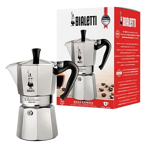 Bialetti - Moka Express: Iconic Stovetop Espresso Maker  Makes Real Italian coffee  Moka Pot 9 cups (14 Oz - 420 Ml)  Aluminium  Silver